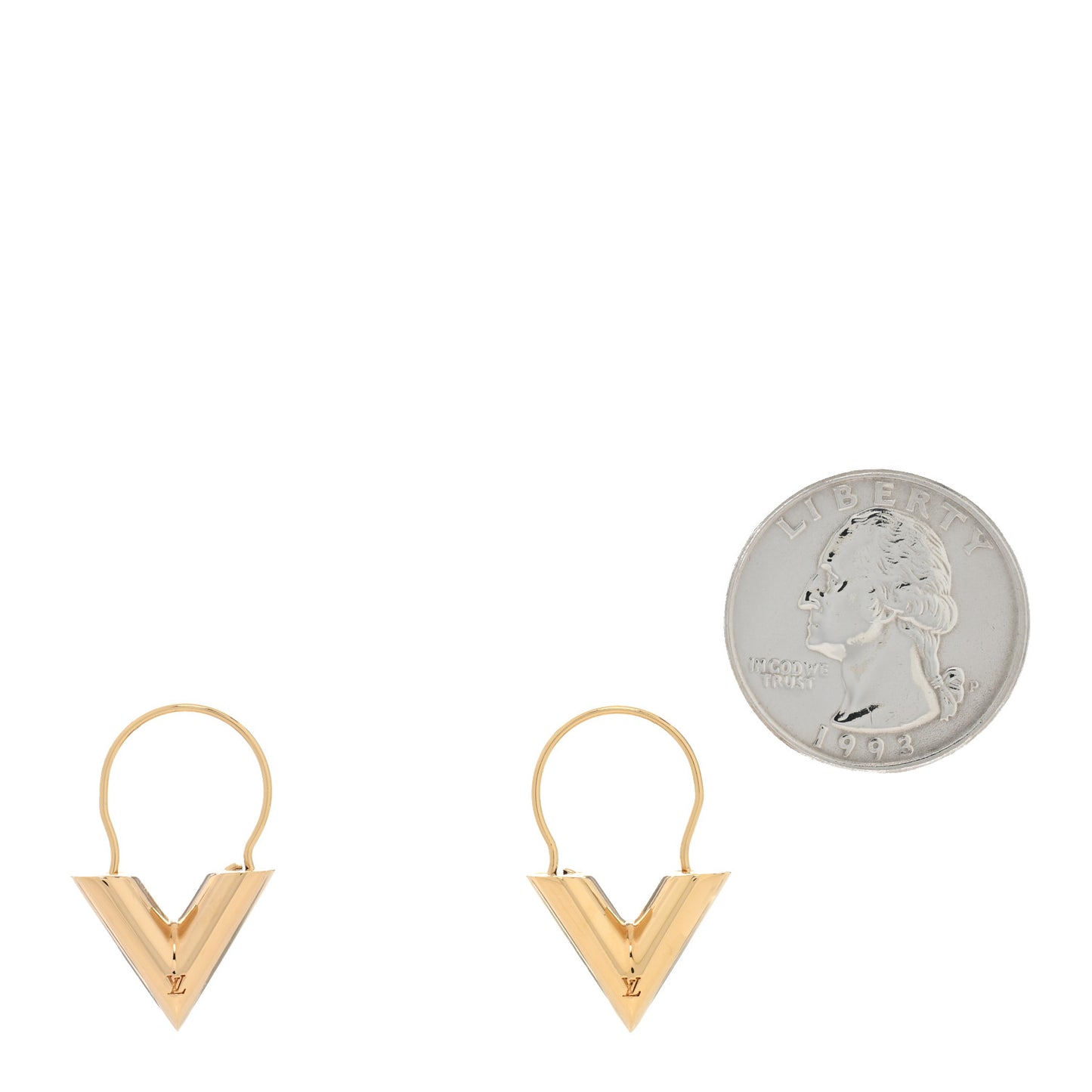 Brass Essential Large V Hoop Earrings Gold