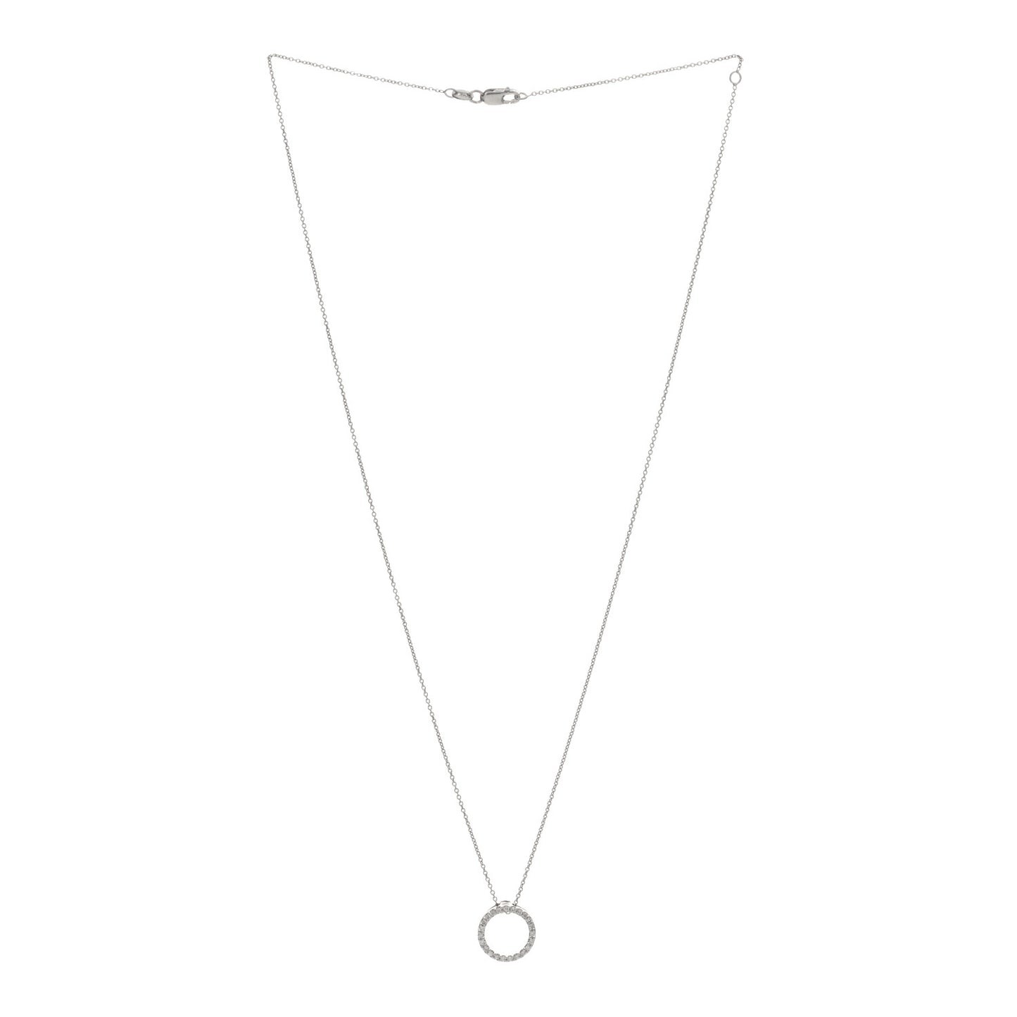 18K White Gold Diamond Small Tiny Treasures Circle Pendant Necklace