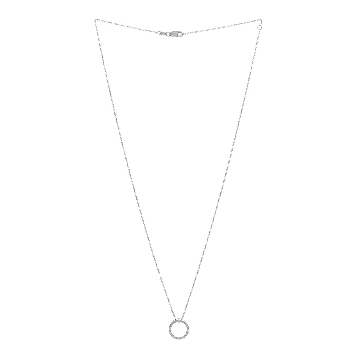 Roberto Coin 18K White Gold Diamond Small Tiny Treasures Circle Pendant Necklace 2 of 4