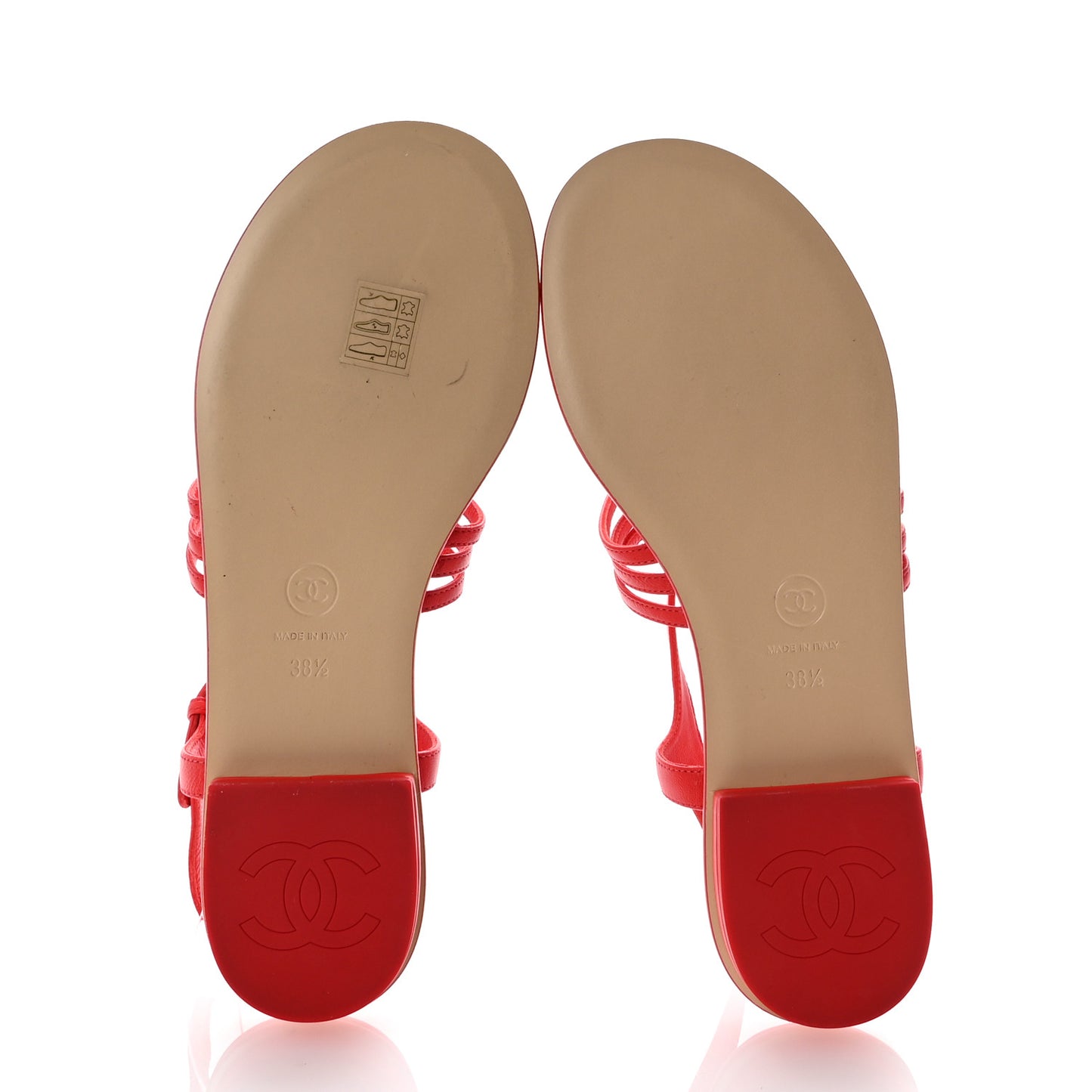 Lambskin Pearl Crystal CC Thong Sandals 38.5 Red