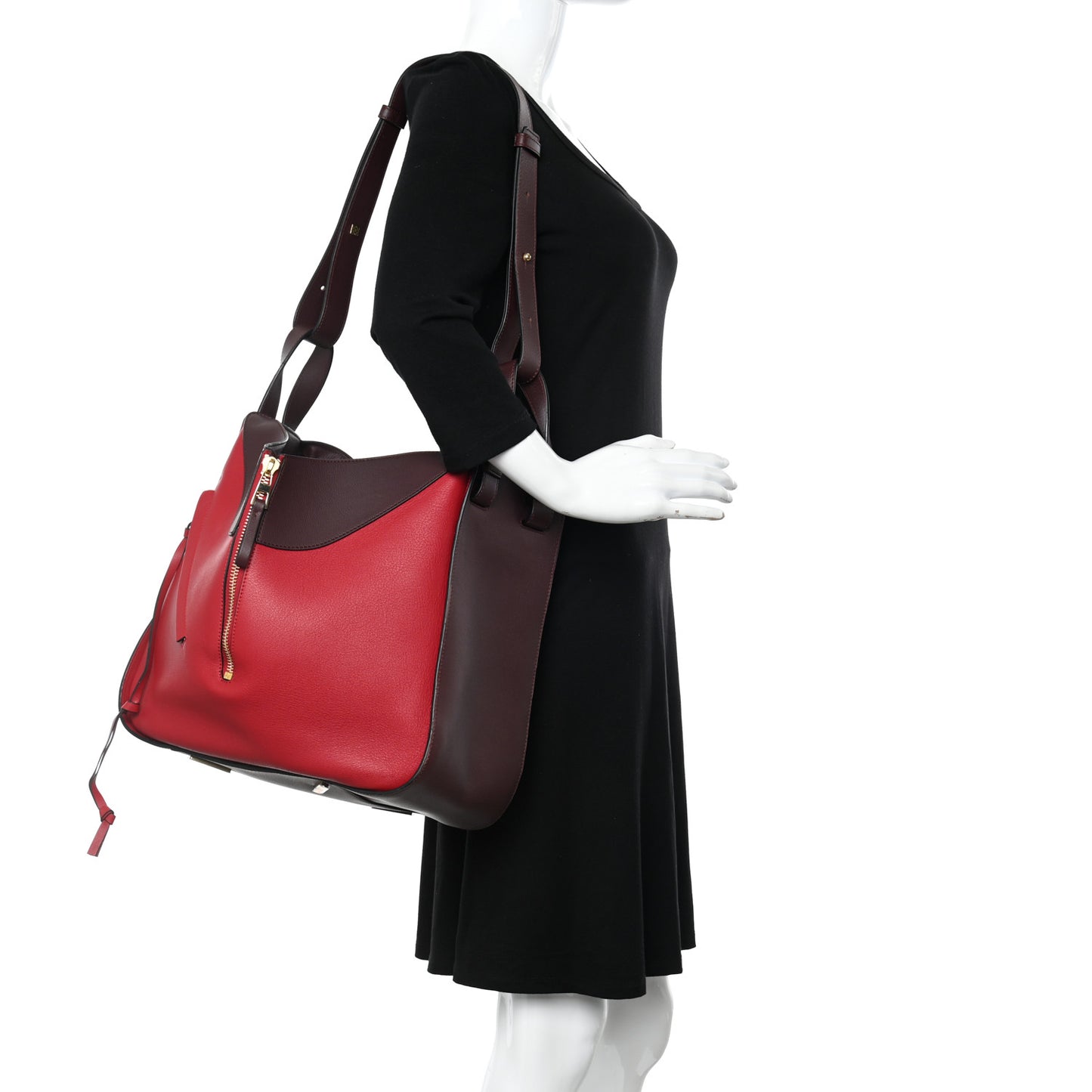 Calfskin Medium Hammock Shoulder Bag Maroon Oxblood