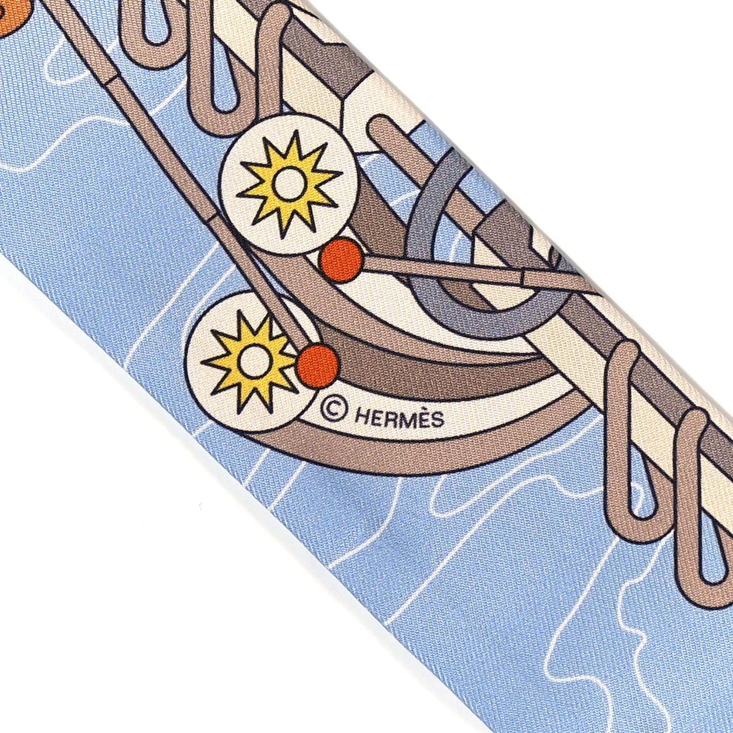 Silk Odyssey Twilly Beige Bleu Ciel Jaune Vif