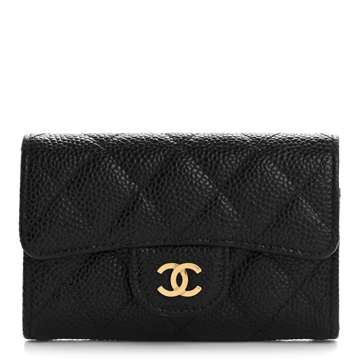Chanel Caviar Quilted Flap Card Holder Wallet Black 1 of 9