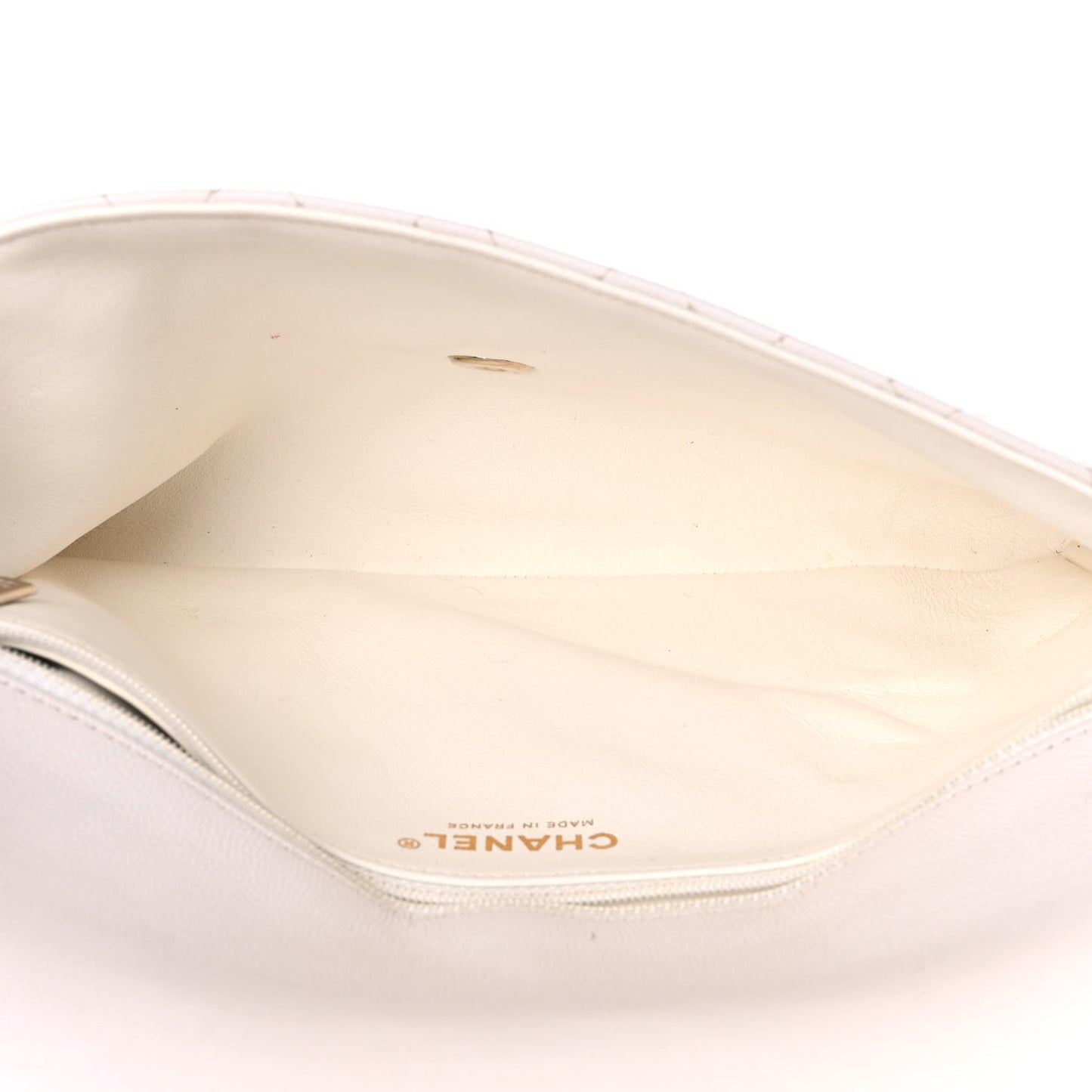 Caviar Quilted Flap Clutch White