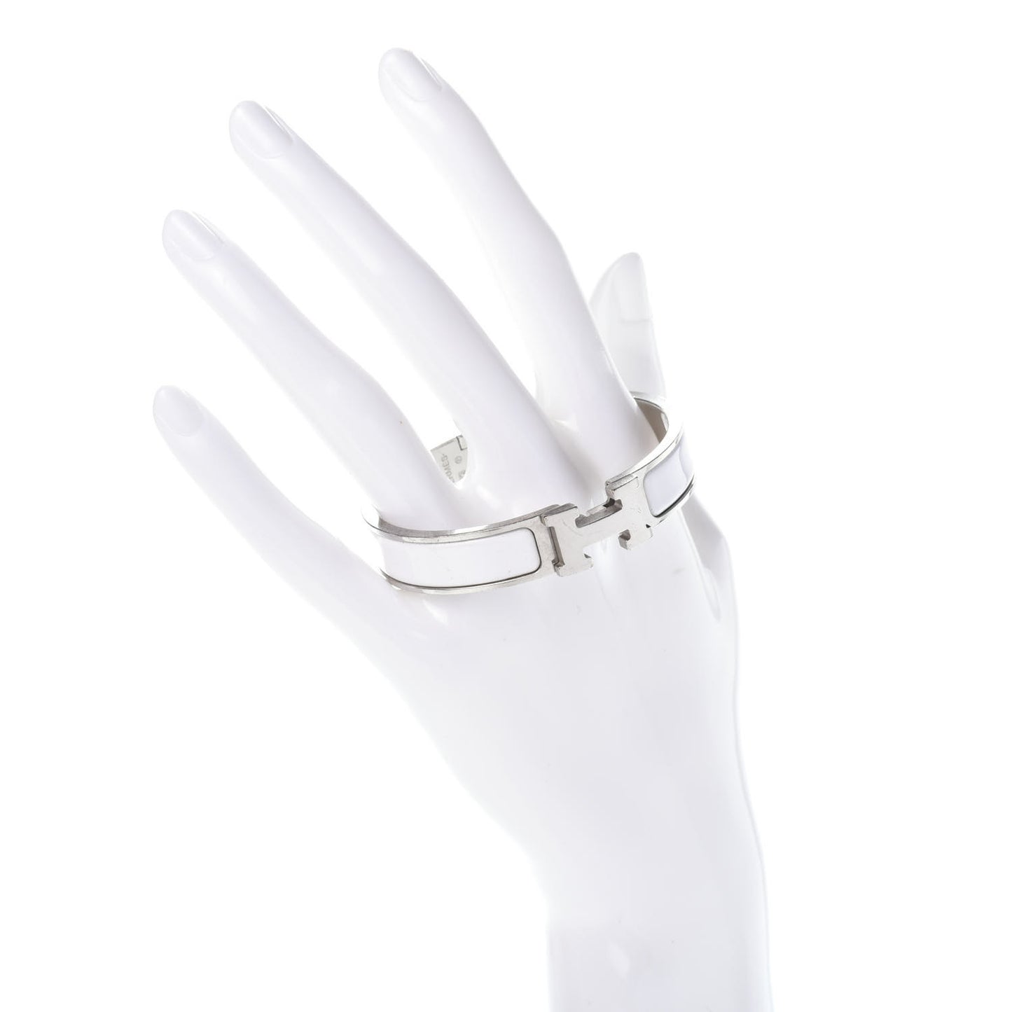 Enamel Narrow Clic Clac H Bracelet GM White