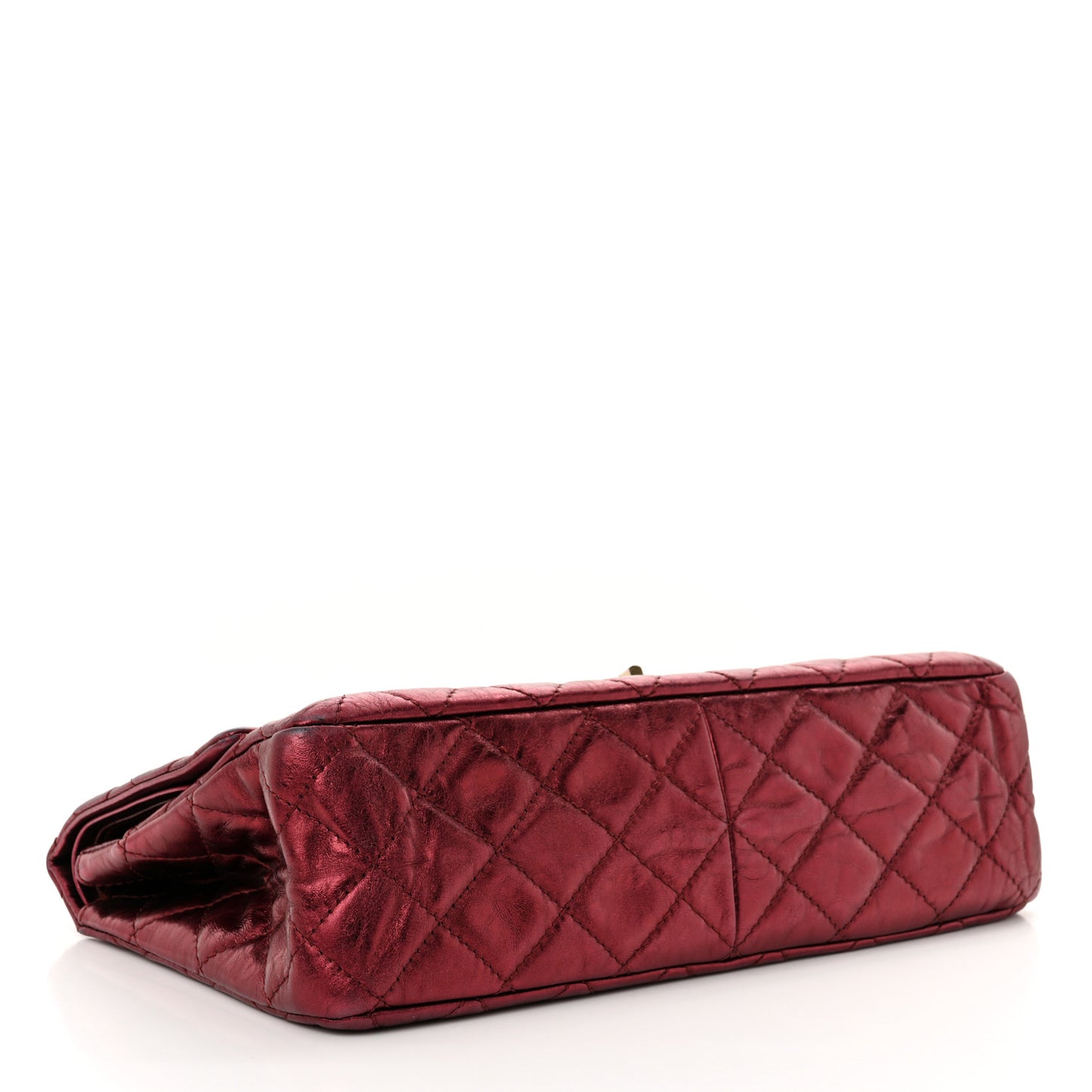 Metallic Aged Calfskin Quilted 2.55 Reissue 227 Flap Dark Red