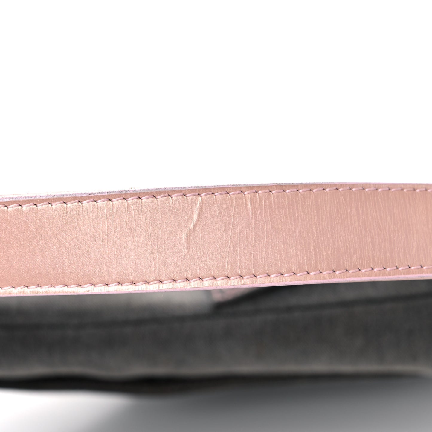 Patent Denim Jeans Saddle Bag Grey Pink