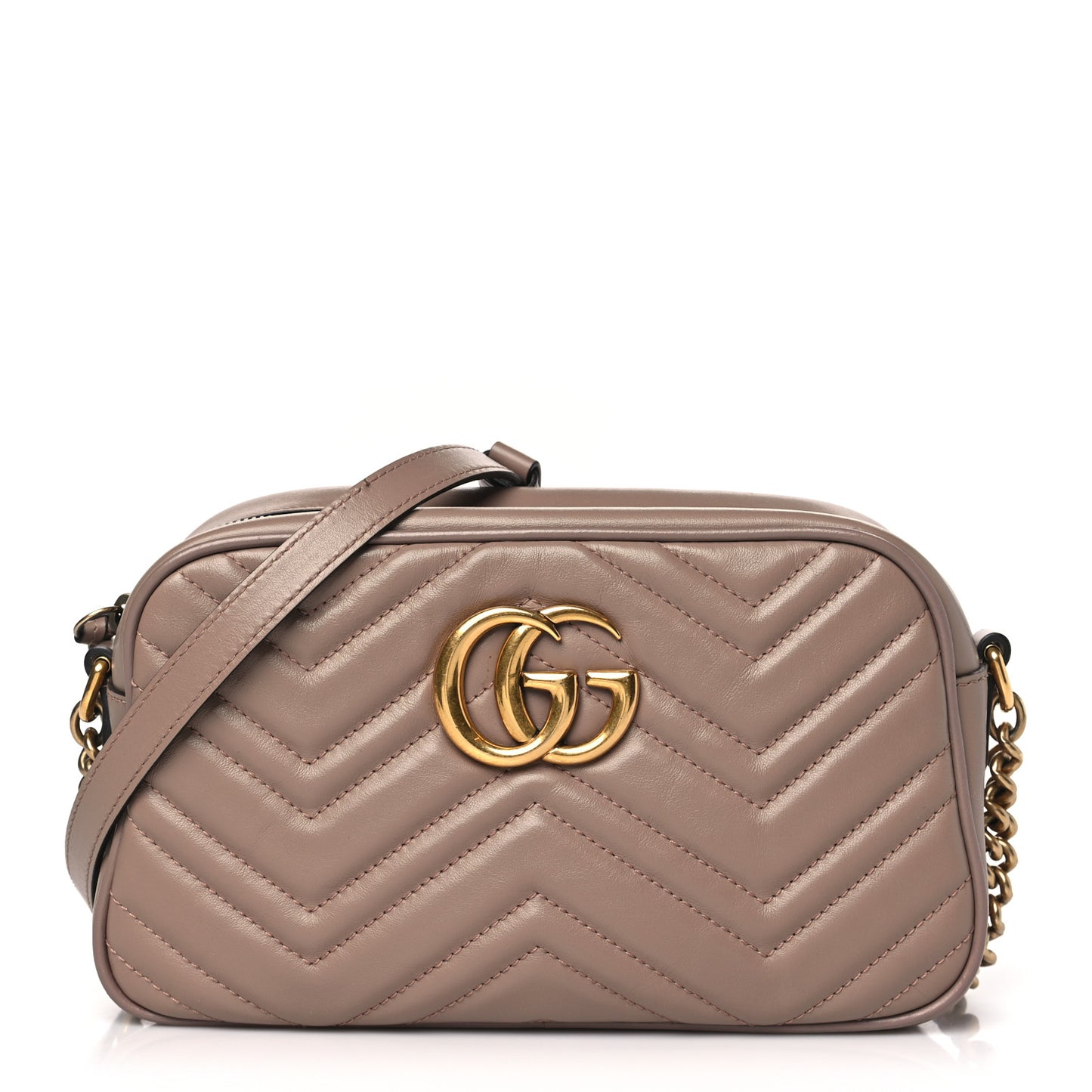 Calfskin Matelasse Small GG Marmont Chain Shoulder Bag Porcelain Rose