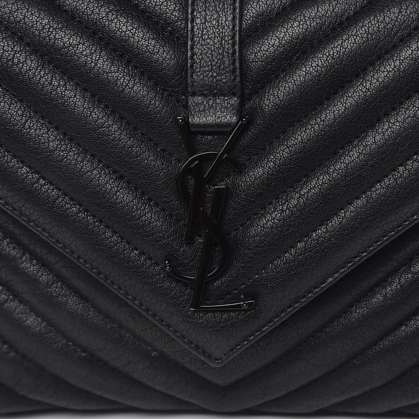 Sheepskin Matelasse Chevron Monogram Monochrome Medium College Bag Black