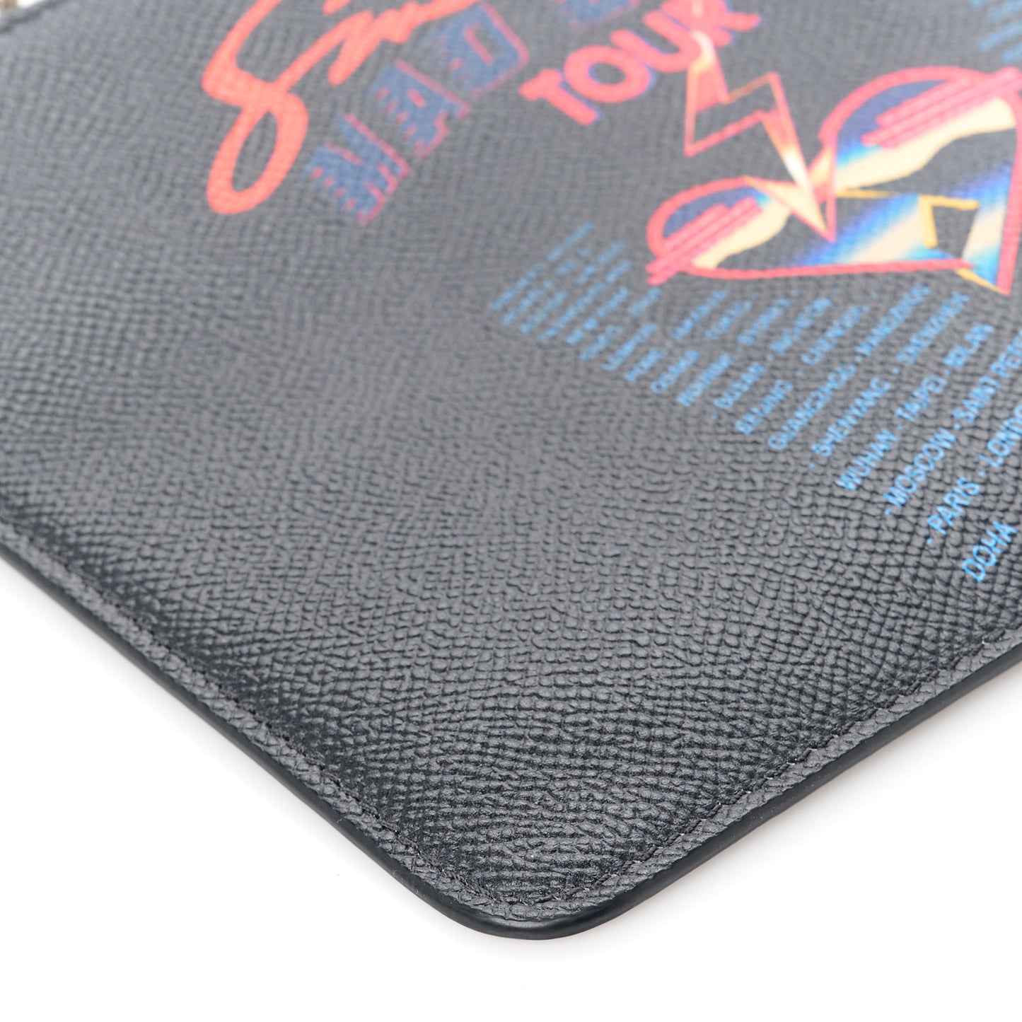 Textured Coated Canvas Mad Love Tour Small Pouch Black