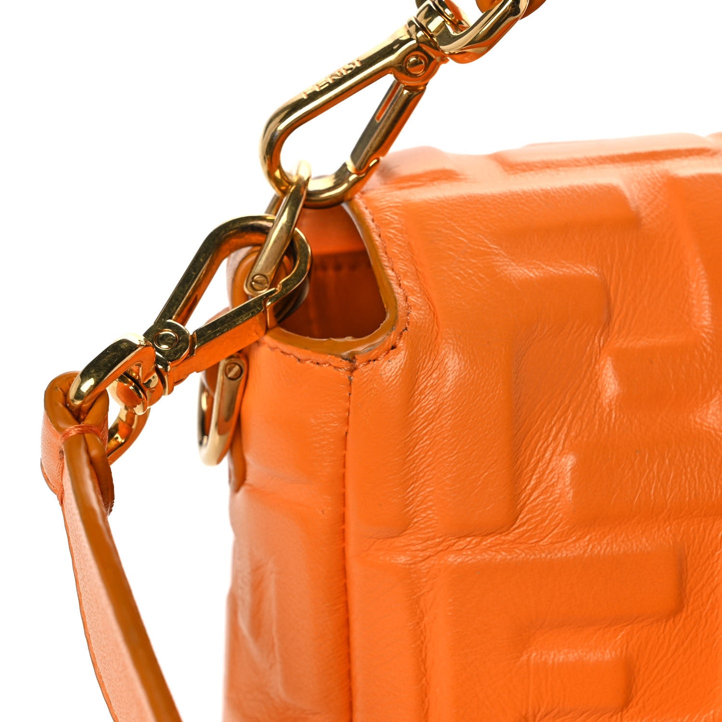 Nappa FF 1974 Embossed Baguette Clementine