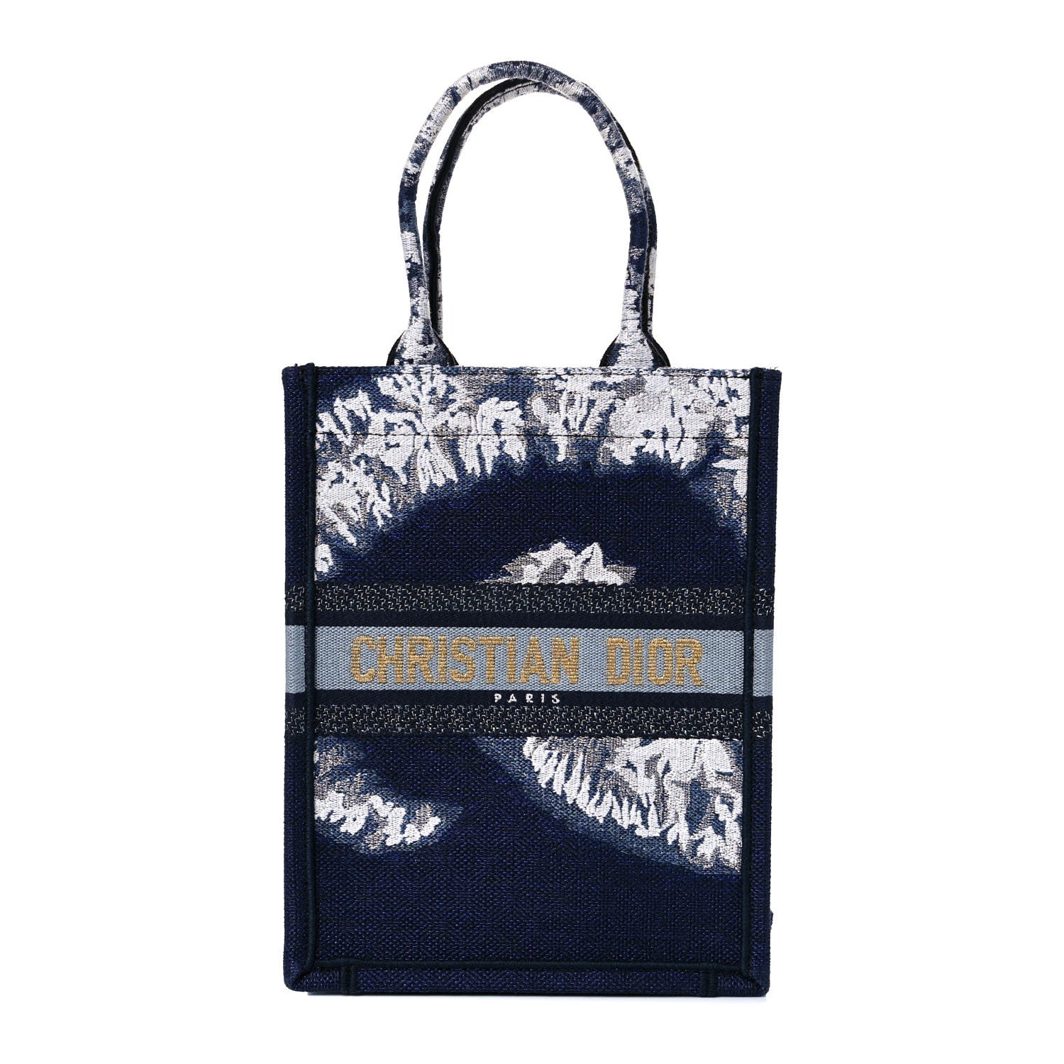 Christian Dior Canvas Embroidered Tie Dye Vertical Book Tote Blue Multicolor 1 of 10