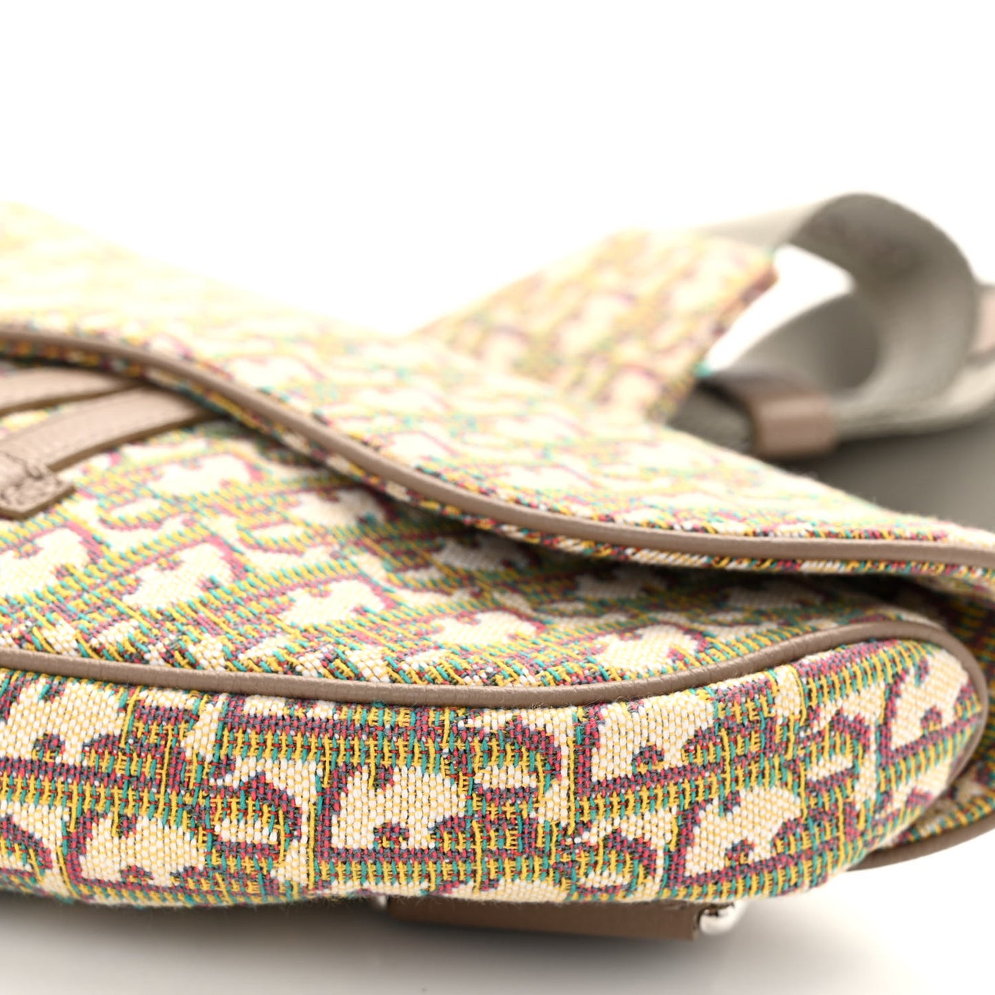 Jacquard Oblique Mens Saddle Bag Beige Multicolor