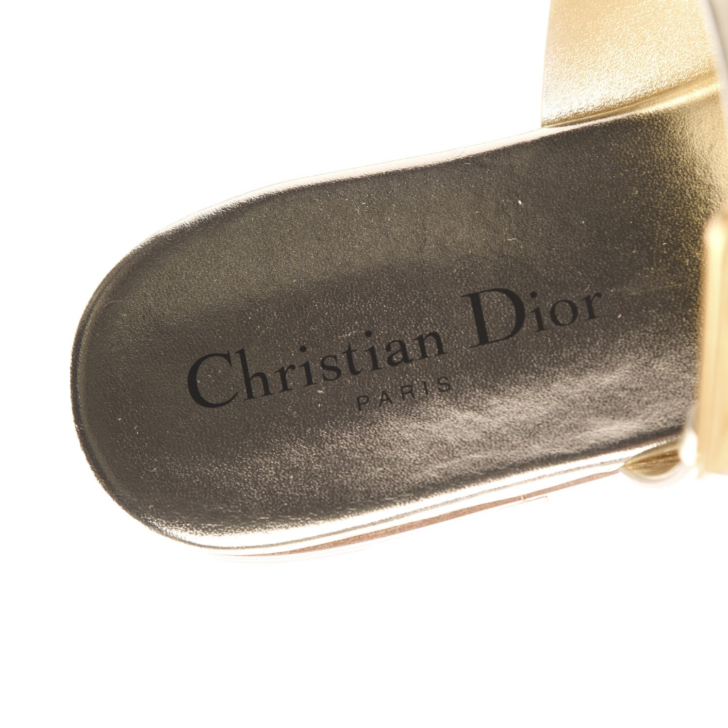 Christian Dior Laminated Calfskin D-Dior Slide Sandals 38 Pale Gold 6 of 8
