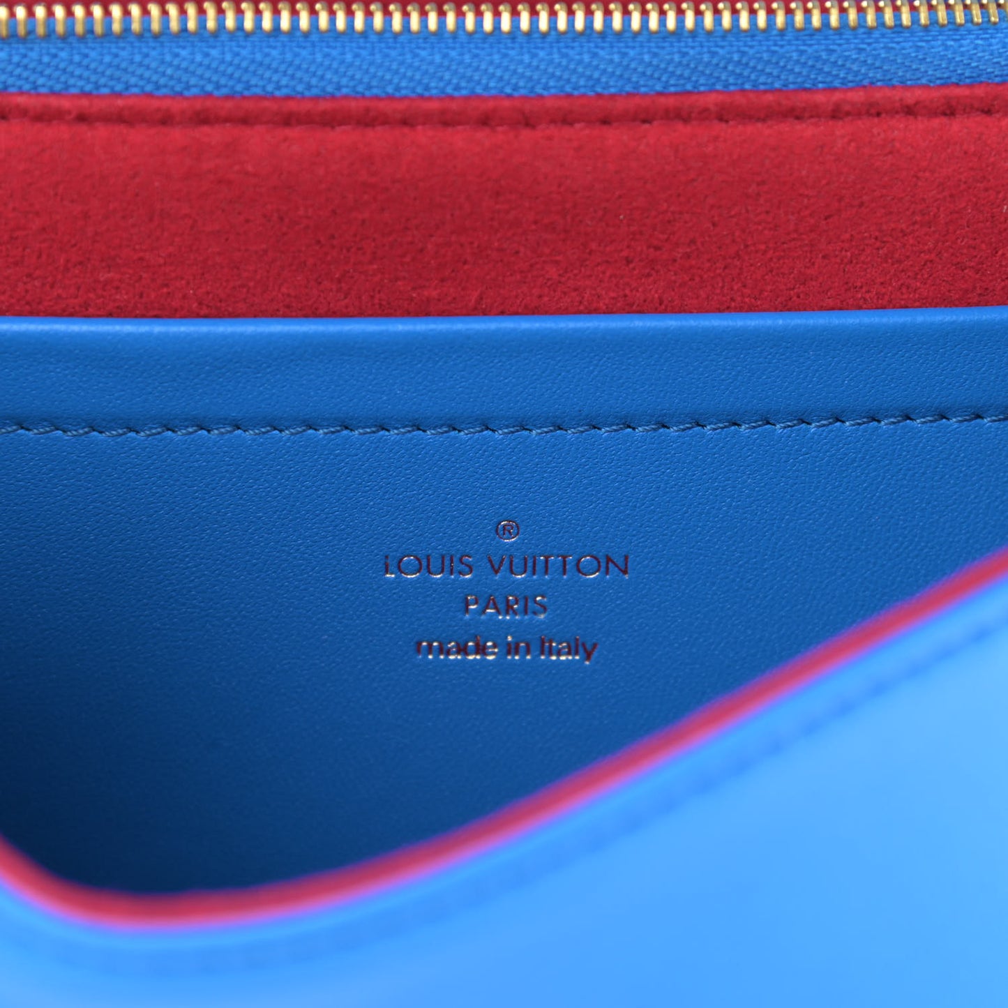 Lambskin Embossed Monogram Vuittamins Pochette Coussin Blue Red