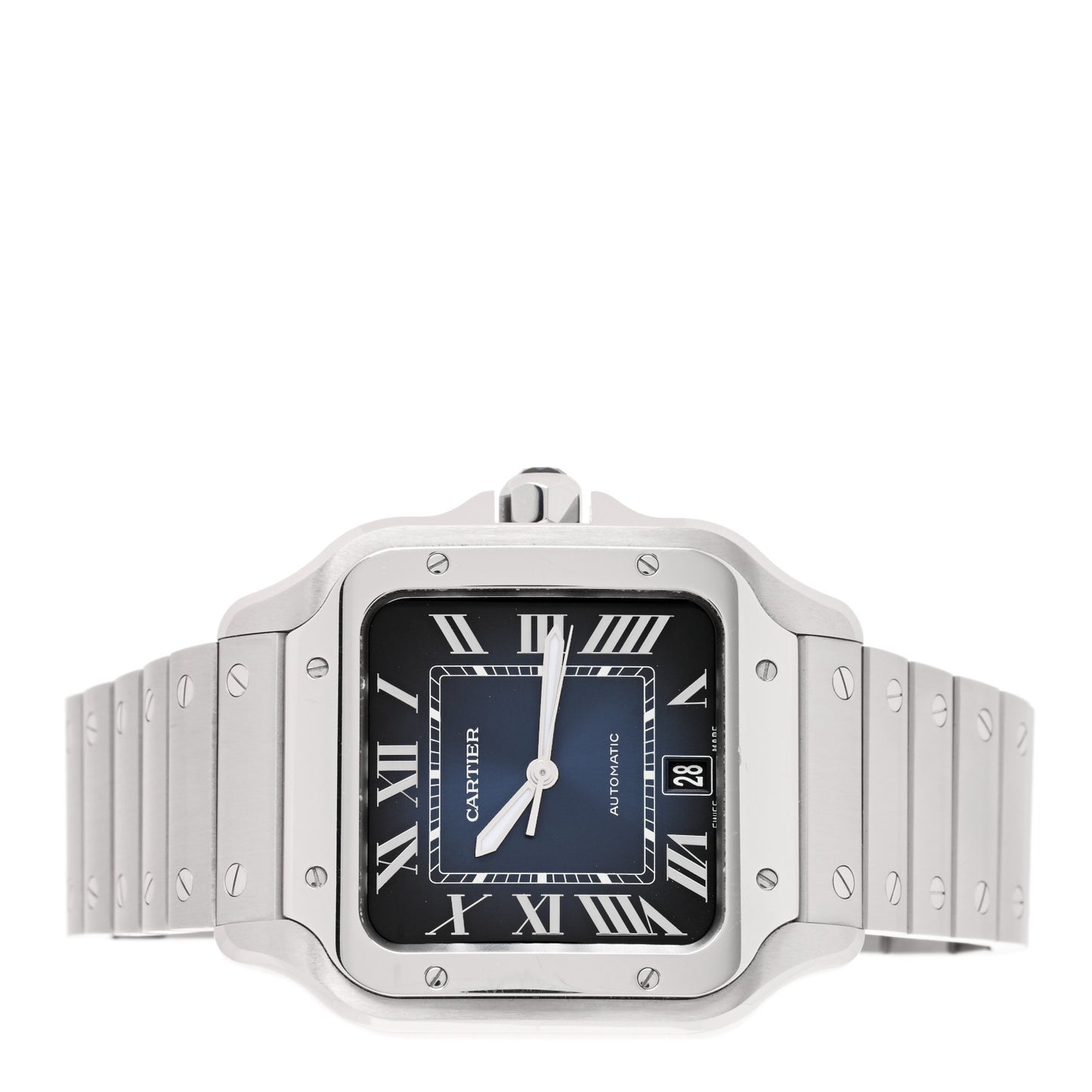 Stainless Steel 39.8mm Santos De Cartier Automatic Watch Blue