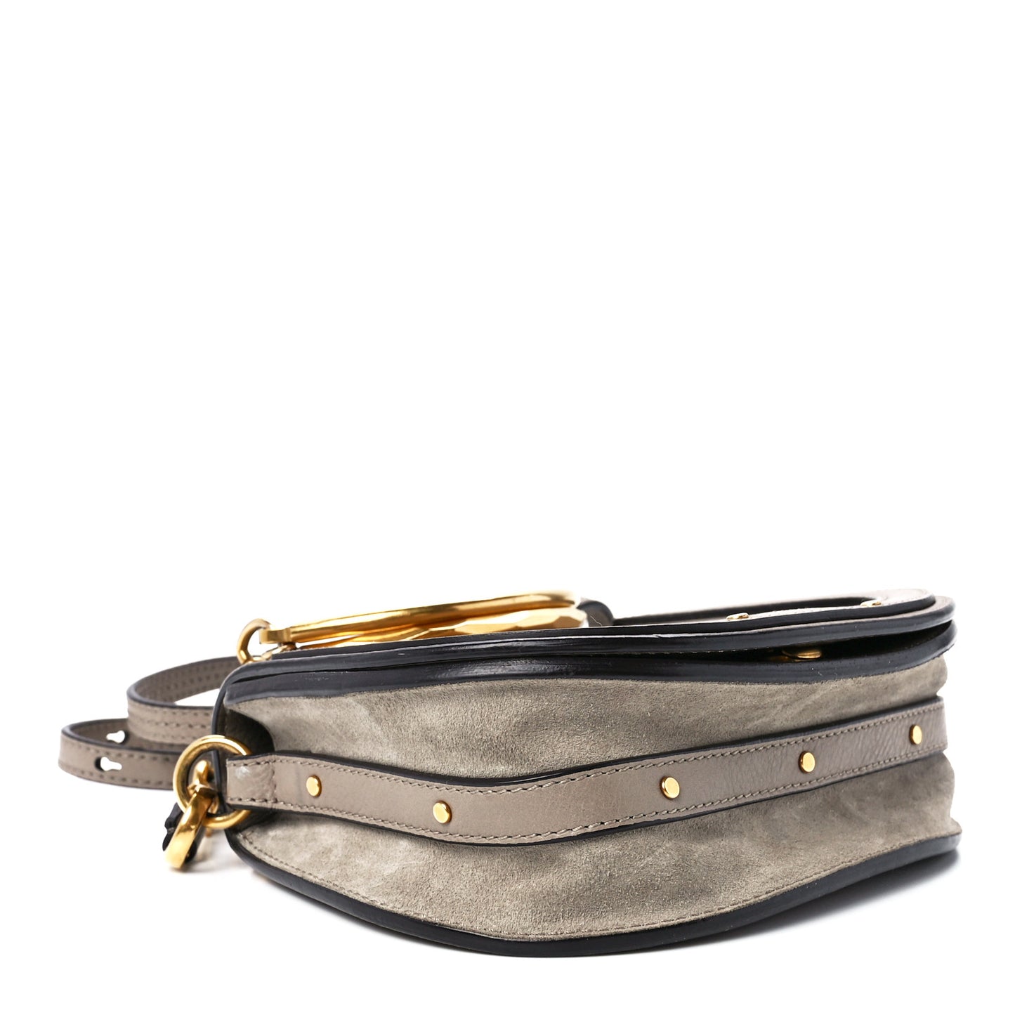 Calfskin Suede Small Nile Bracelet Bag Motty Grey