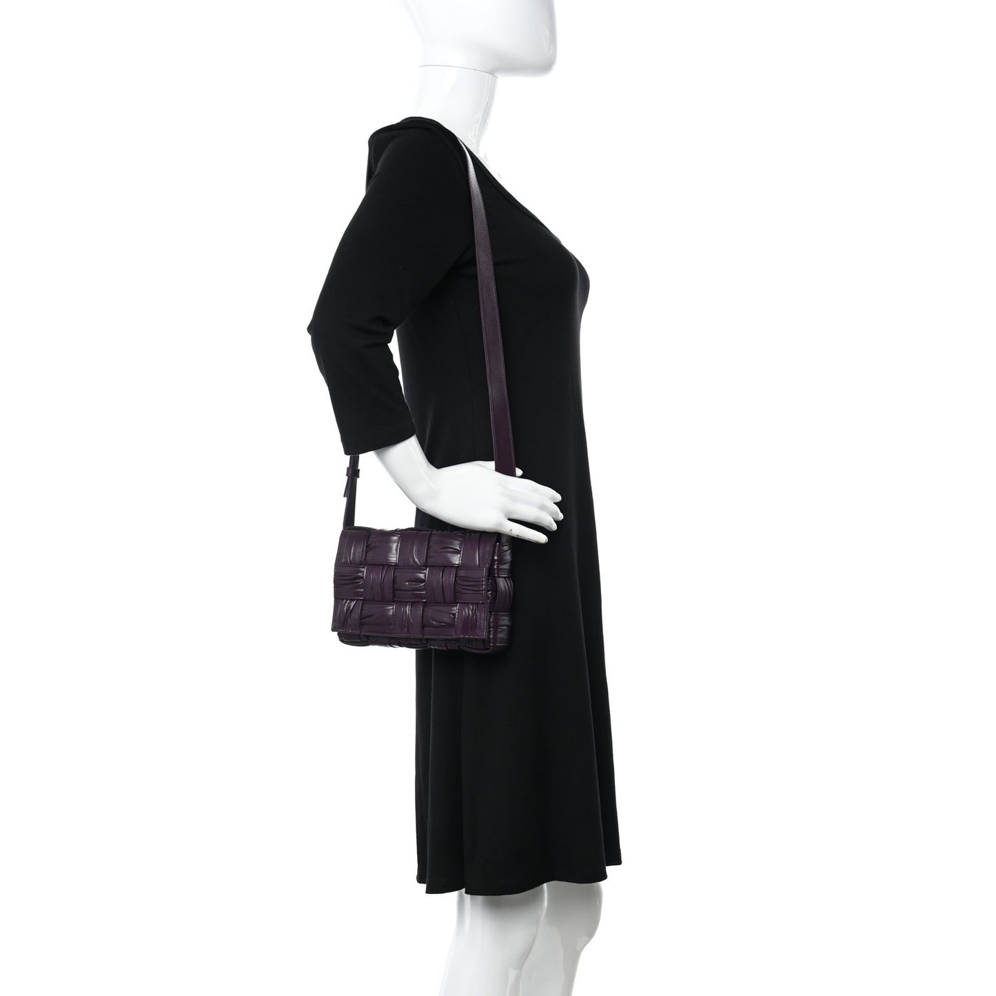 Calfskin Intreccio Plisse Cassette Crossbody Bag Dark Mystic
