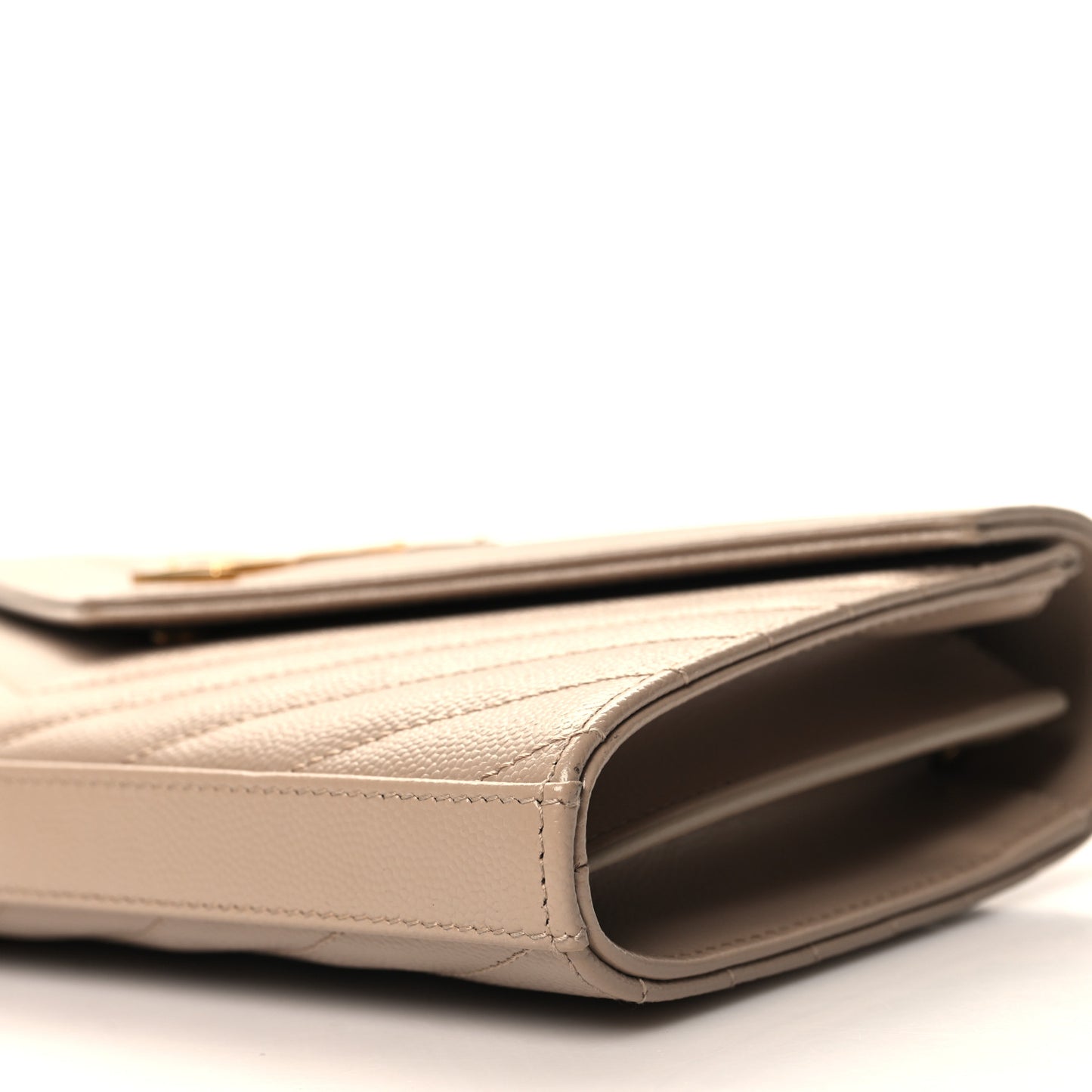Grain De Poudre Matelasse Chevron Monogram Chain Wallet Nude Powder
