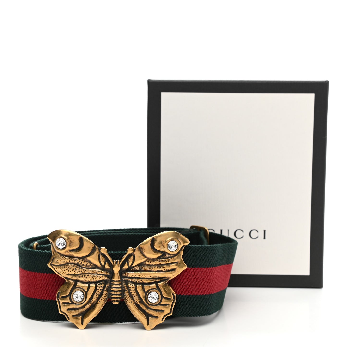 Nylon Web Embellished Butterfly Belt 80 32 Red Green