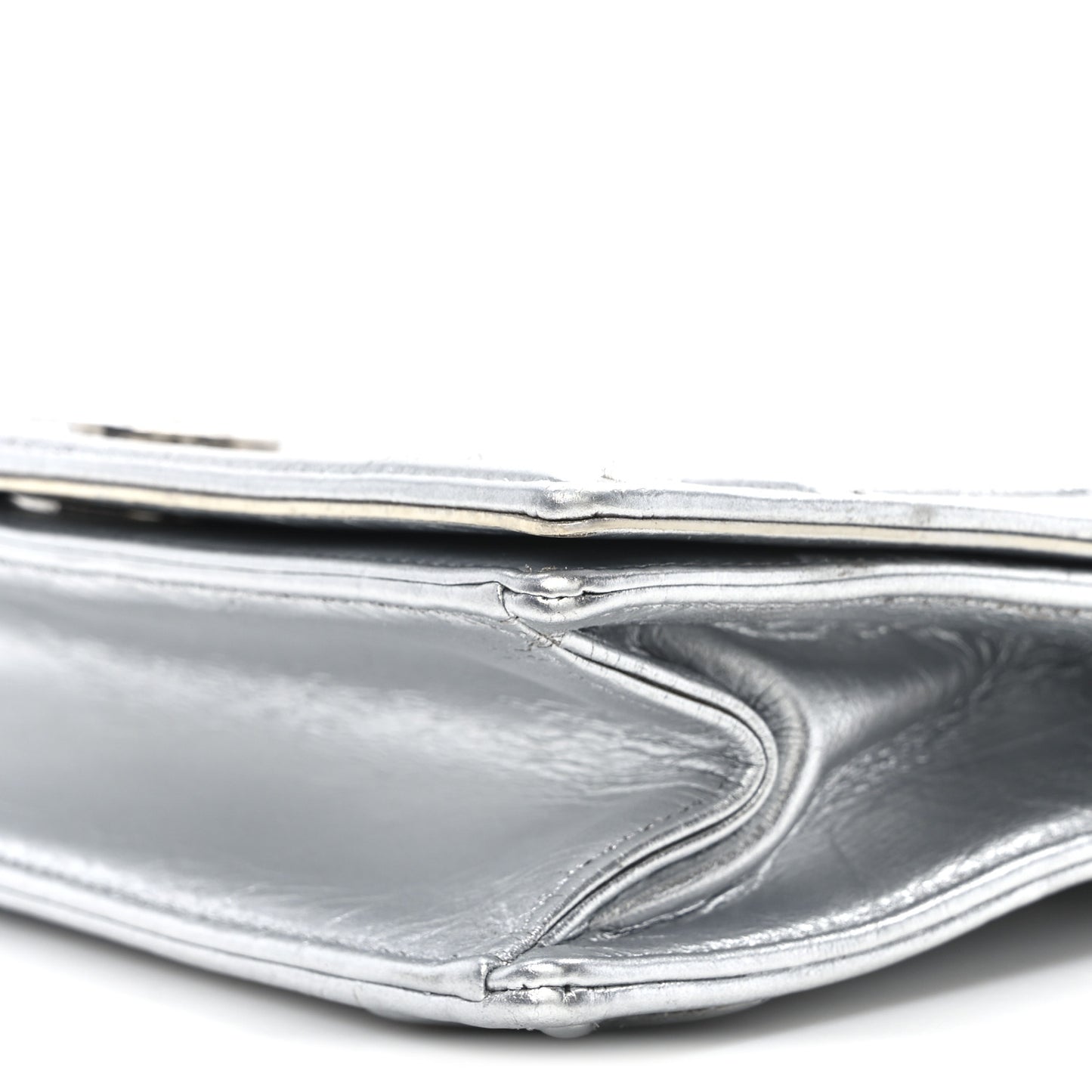 Metallic Crinkled Lambskin Medium Diorama Flap Bag Silver