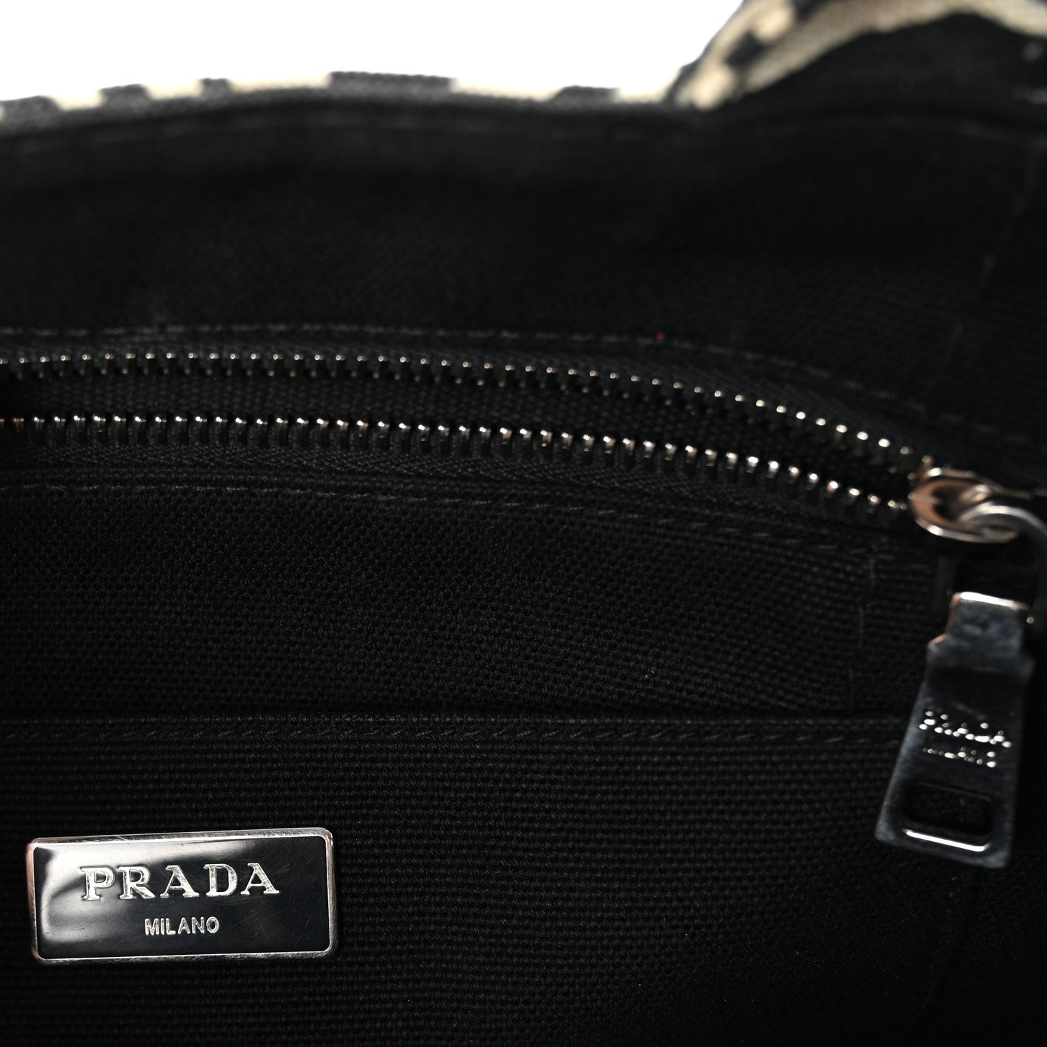 Prada Canapa Zebra Print Small Tote White Black 6 of 9