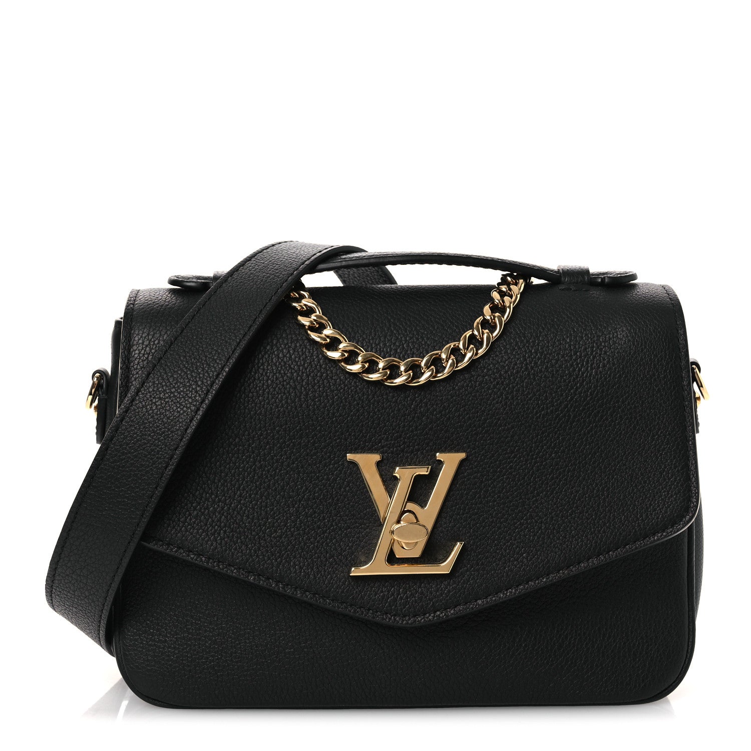 Louis Vuitton Grained Calfskin Lockme Oxford Black 1853869