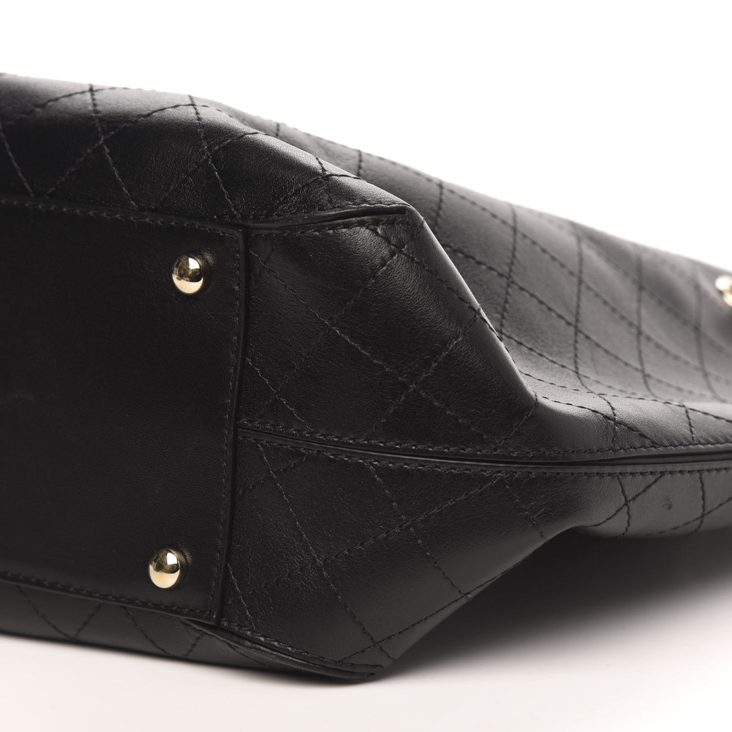 Calfskin Stitched Drawstring Bag Black