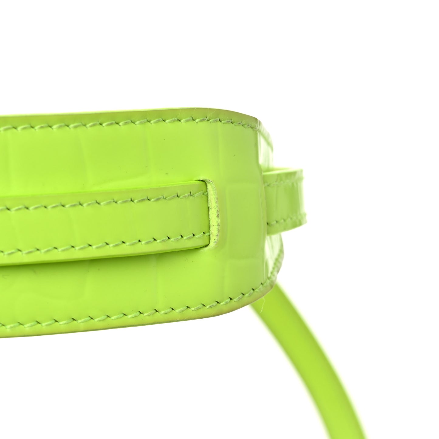 Semi Shiny Calfskin Crocodile Embossed Neo Classic Silver Hardware Mini City Fluo Yellow
