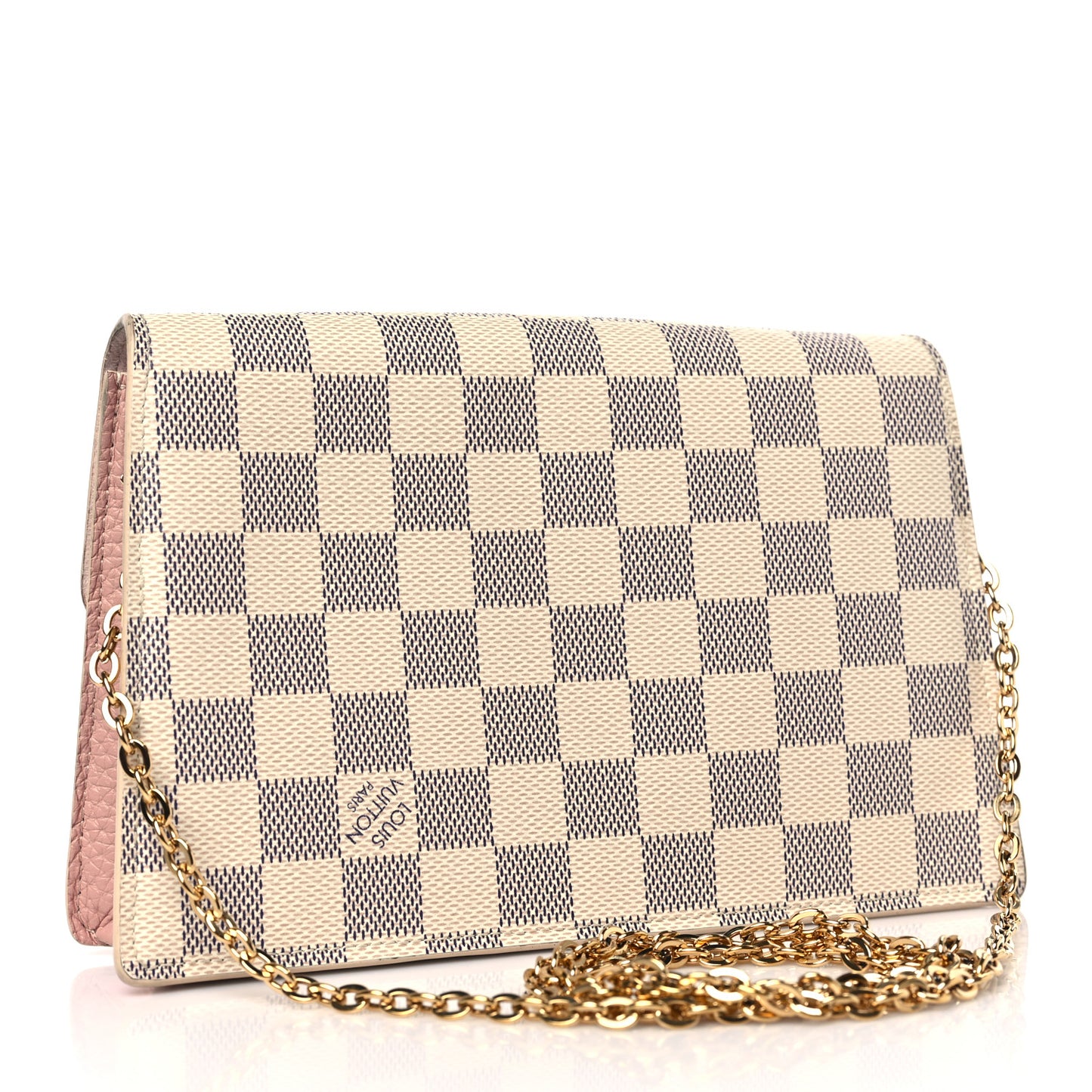 Damier Azur Croisette Chain Wallet Rose Ballerine
