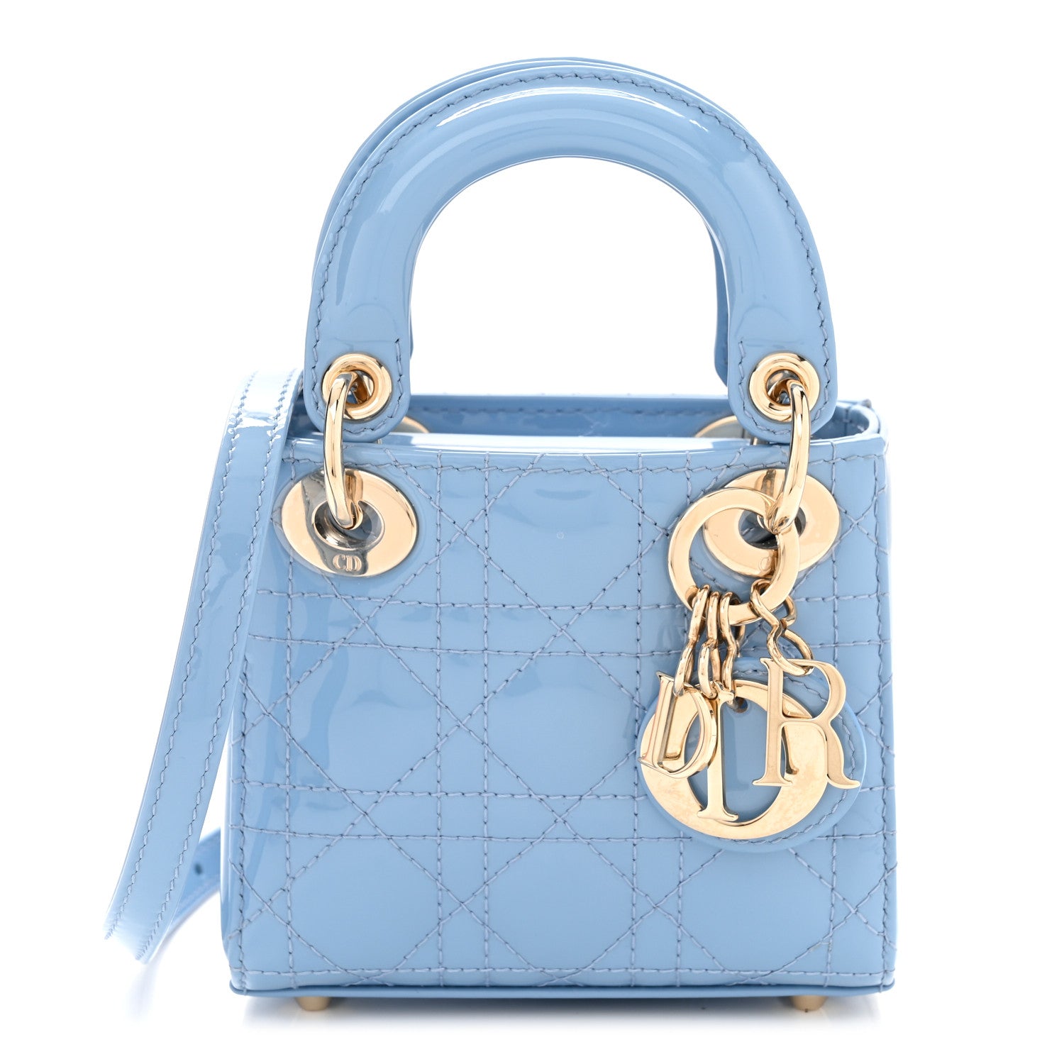 Christian Dior Patent Cannage Micro Lady Dior Cornflower Blue