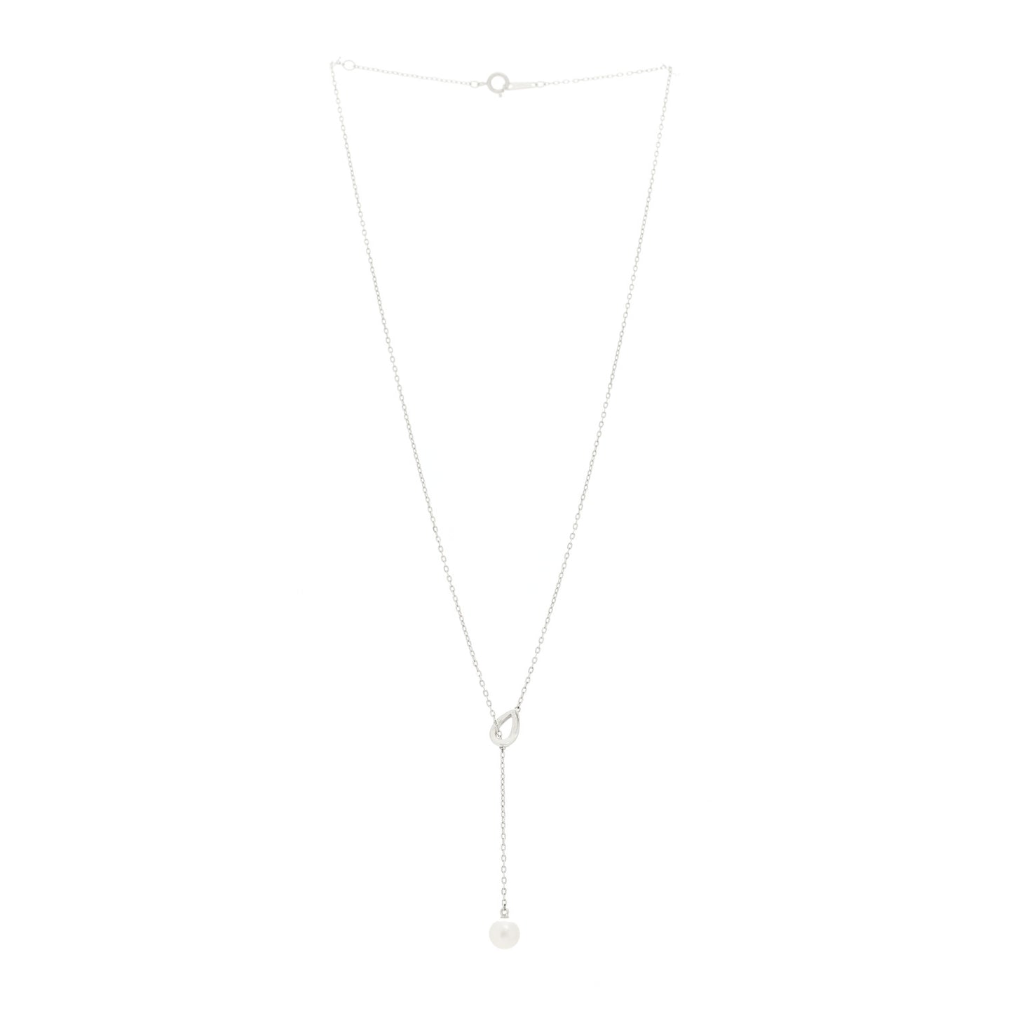 Silver Akoya Cultured Pearl 9mm Lariat Necklace