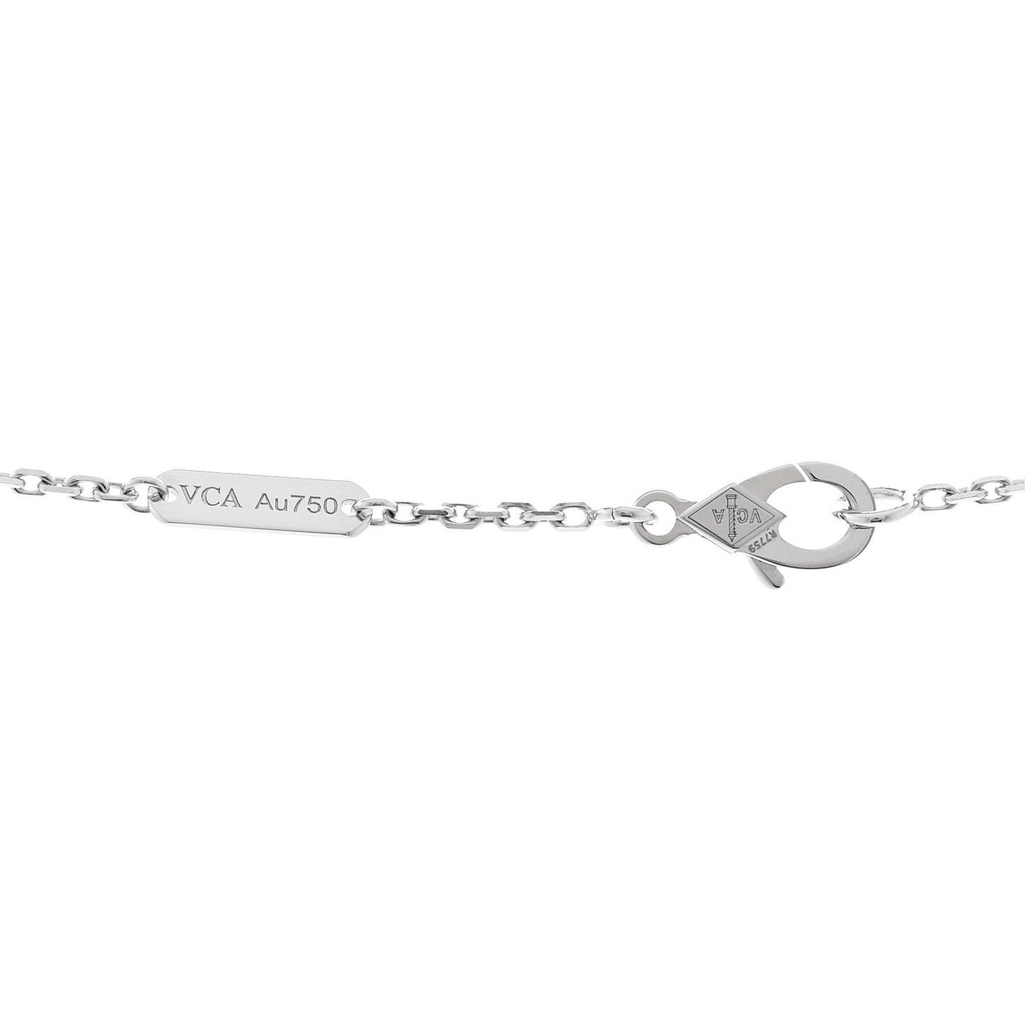 18K White Rose Gold Diamond Guilloche Vintage Alhambra Pendant Necklace