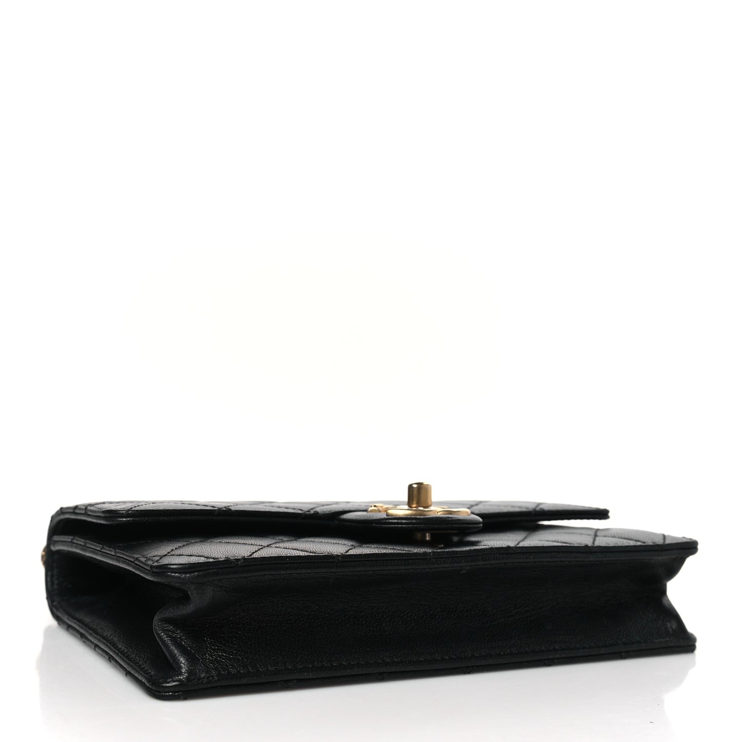 Lambskin Quilted Small Chic Pearls Flap Black
