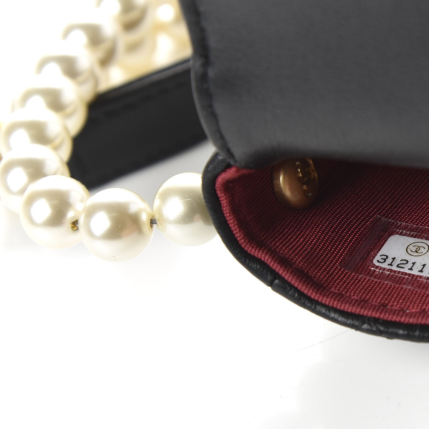 Chanel Calfskin Quilted About Pearls Card Holder Flap With Chain Black 10 of 12