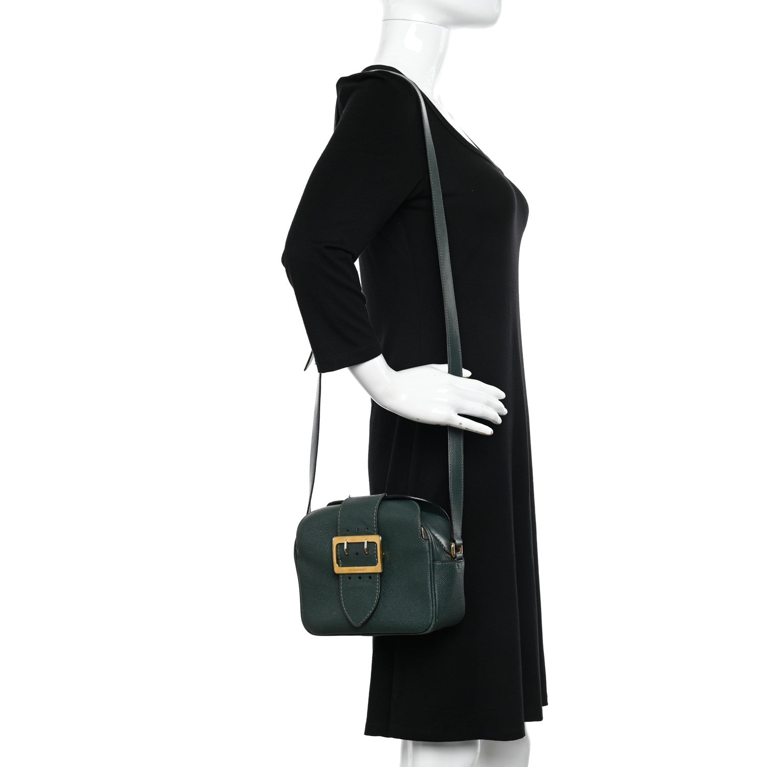Burberry Soft Grain Calfskin Small Buckle Zip Bag Green 3 of 17