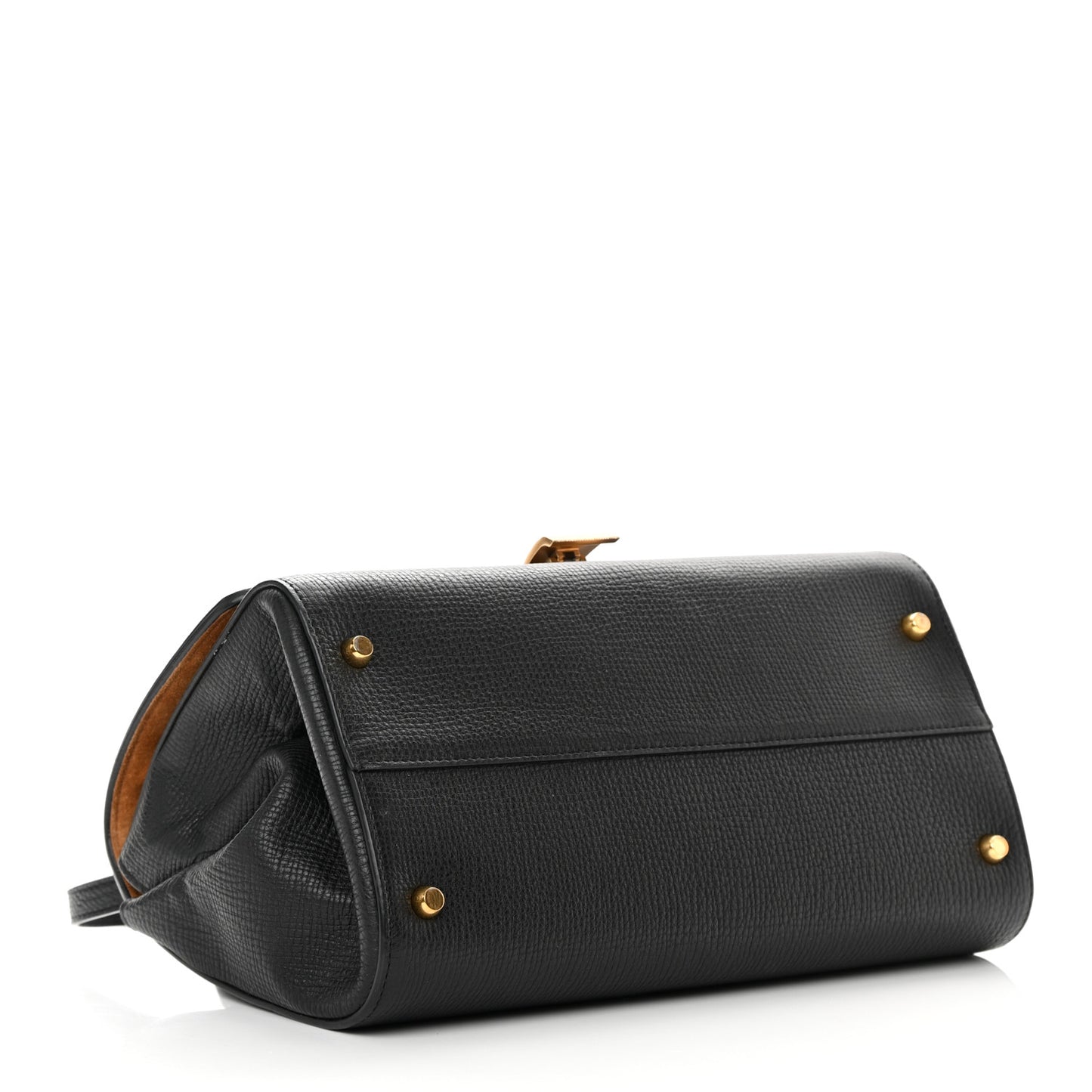 Textured Calfskin Small BV Angle Shoulder Bag Black