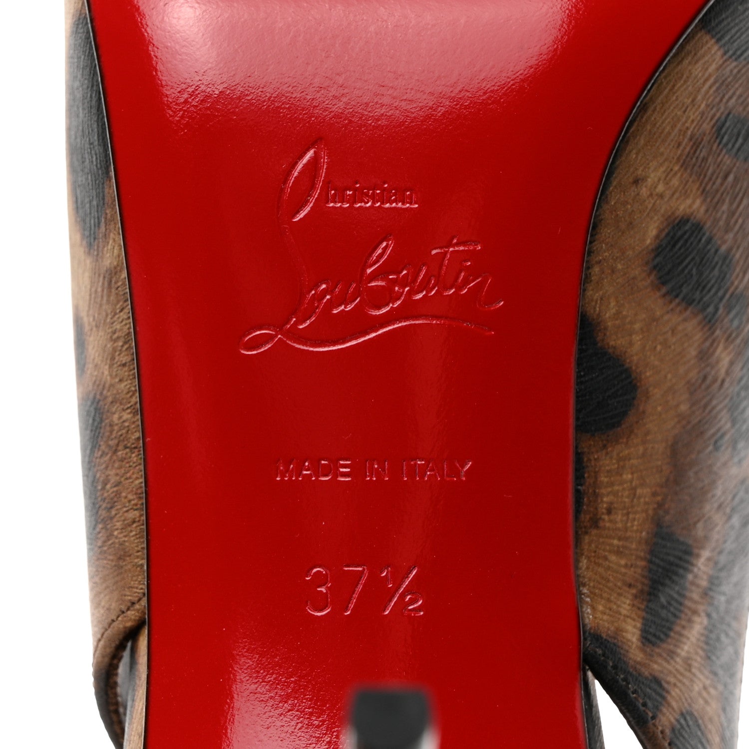 Christian Louboutin Calfskin Leopard Kate Slingback 85 Pumps 37.5 Brown 7 of 8