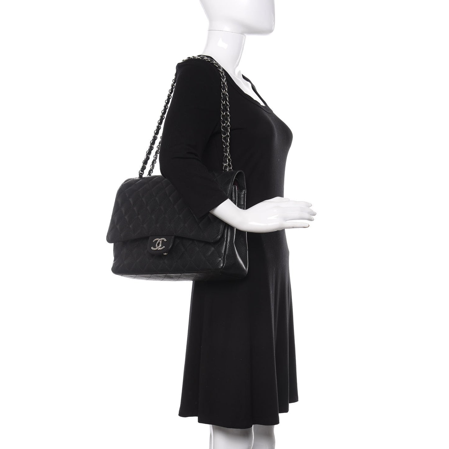 Caviar Quilted Maxi Double Flap Black