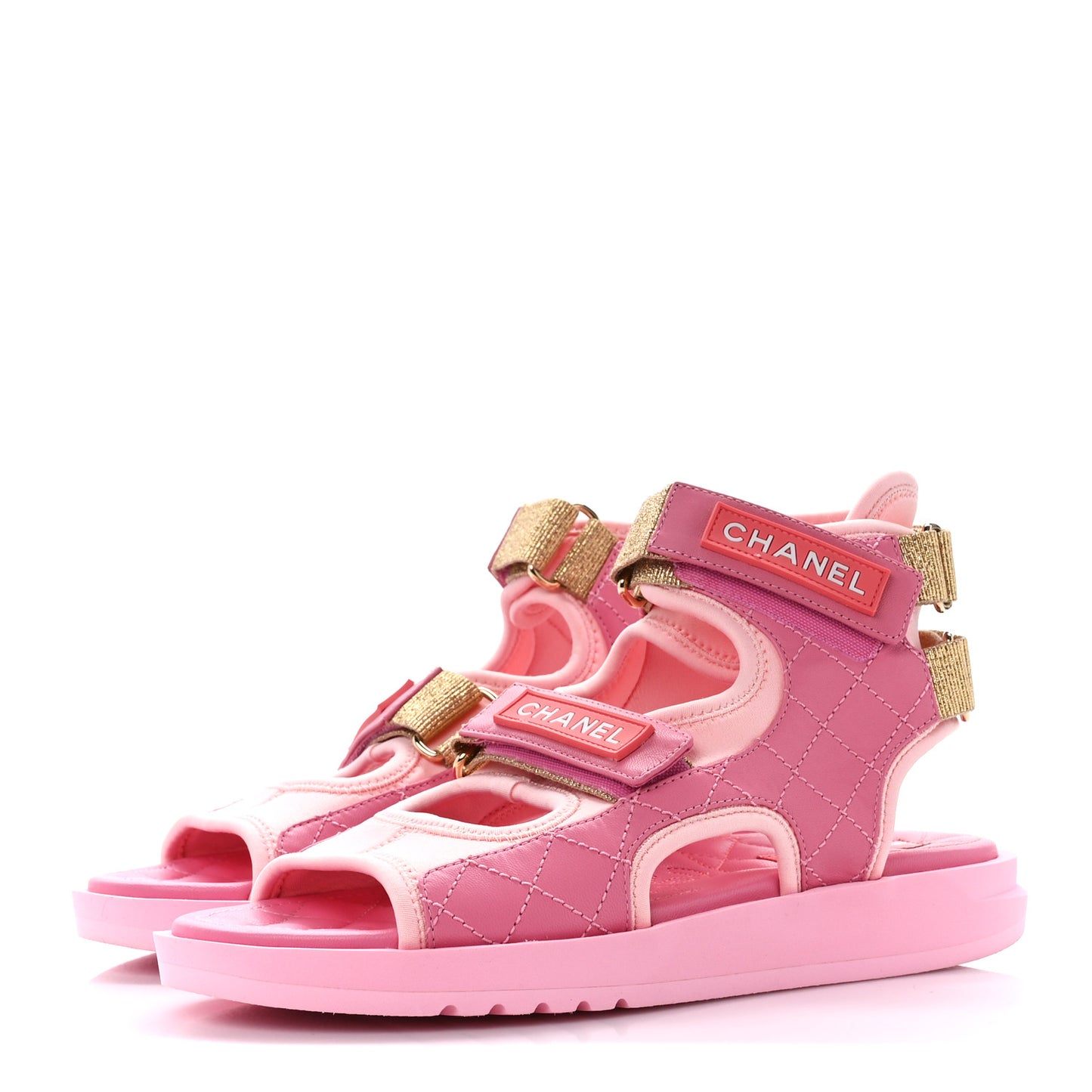 Goatskin Fabric Gladiator Sandals 37.5 Pink