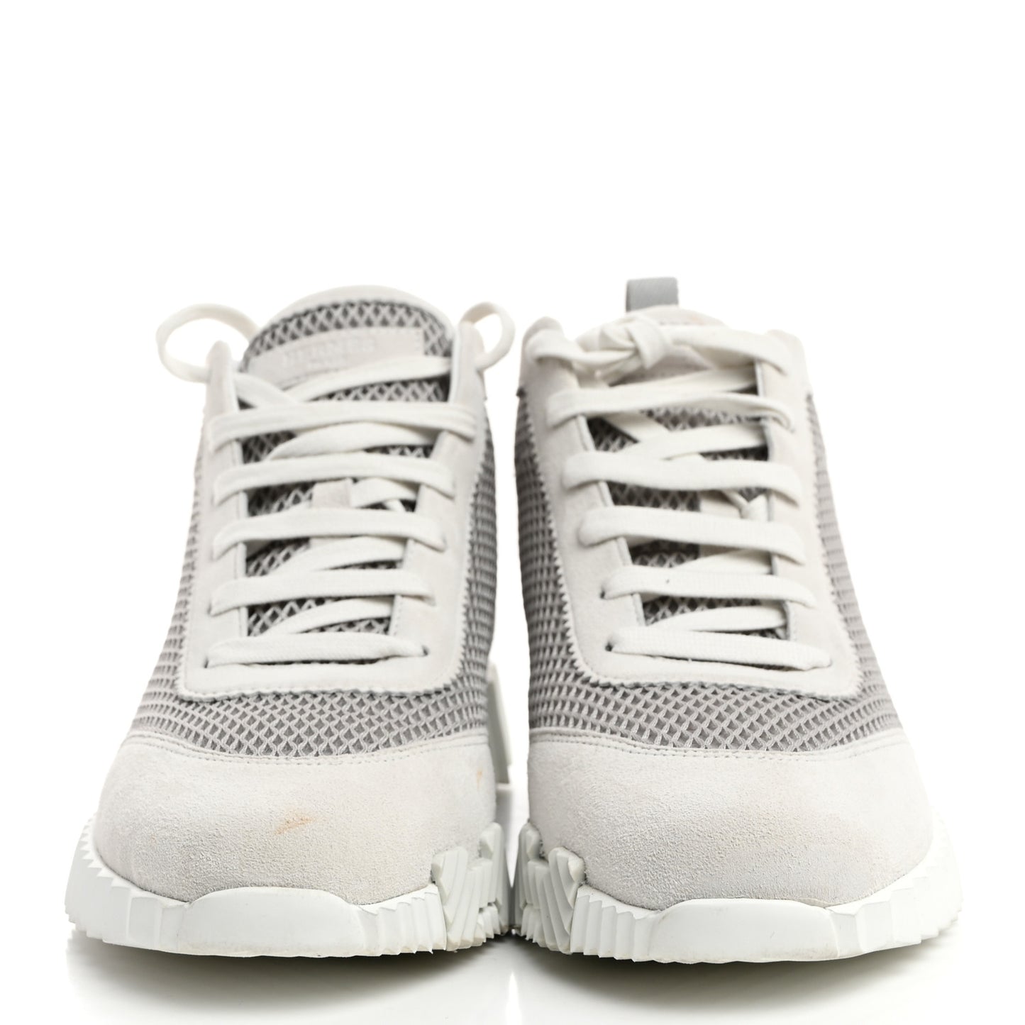 Goatskin Suede Mesh Hip-Hop High Top Sneakers 38 Gris Lulea White