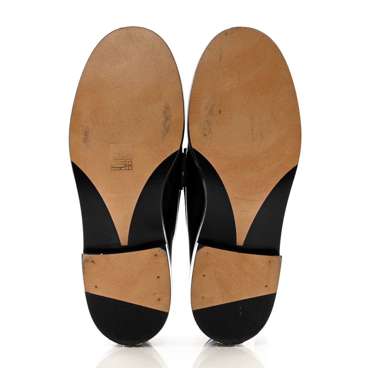 Shiny Calfskin Logo Loafers 39 Black