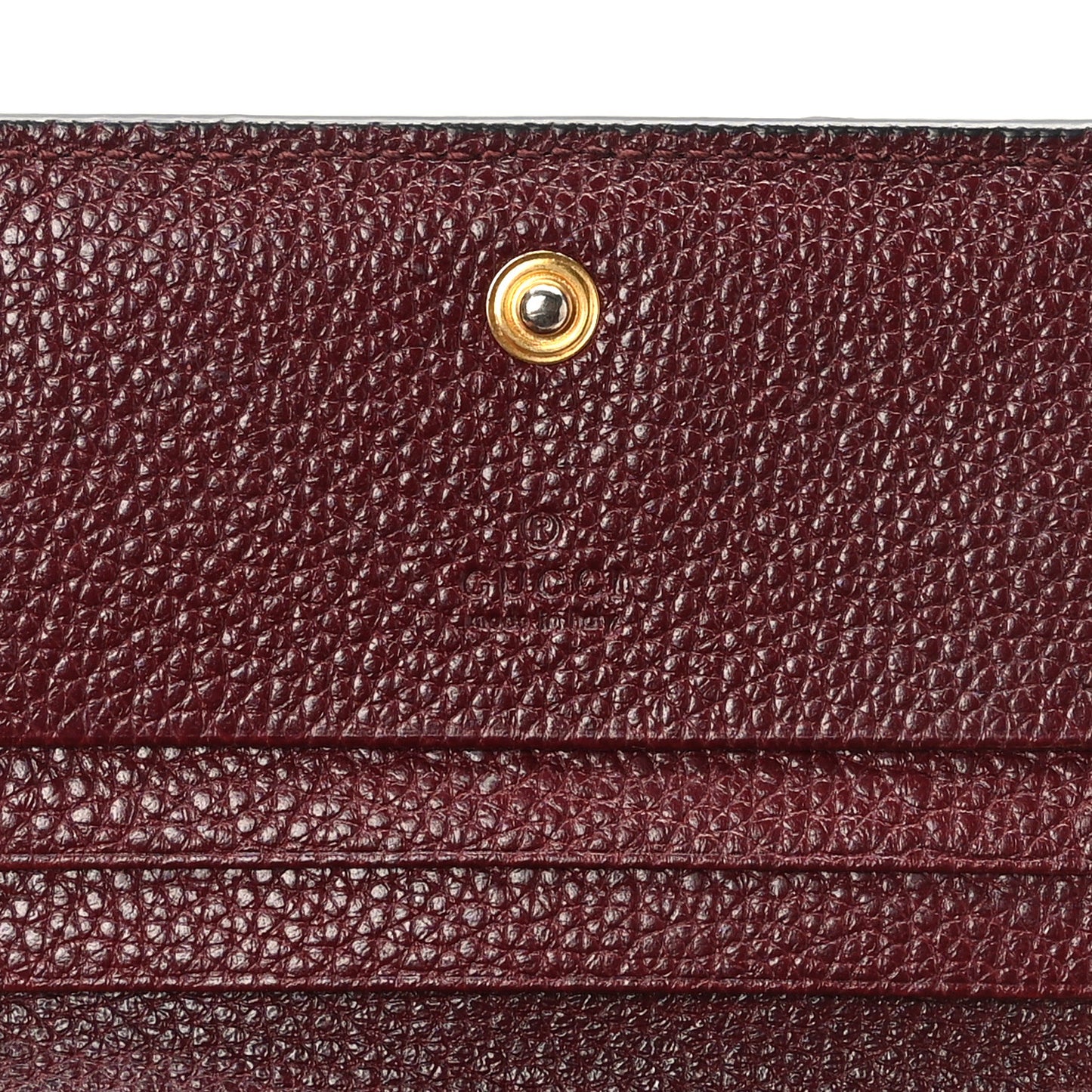 Grainy Calfskin Zumi Chain Card Case Wallet Vintage Bordeaux
