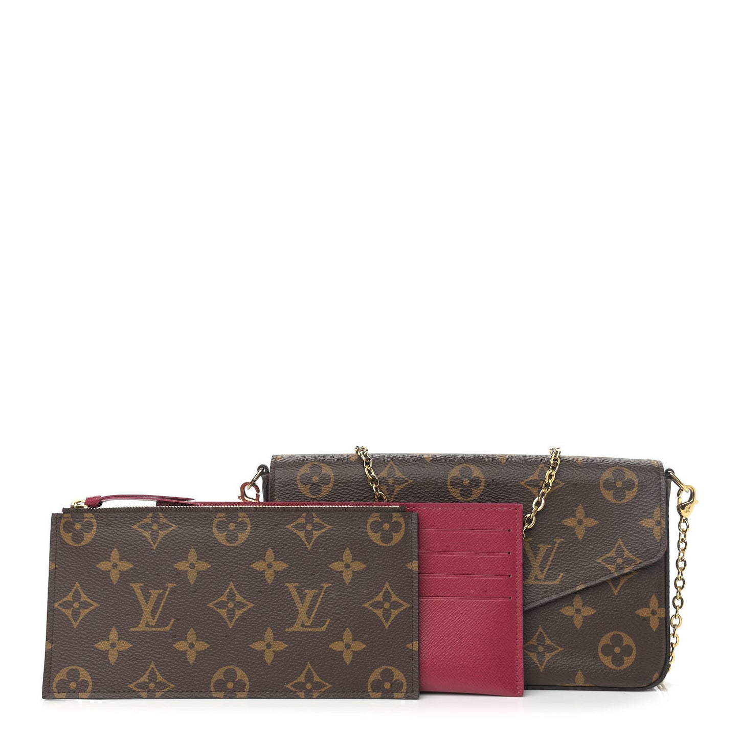 Monogram Pochette Felicie Chain Wallet Fuchsia