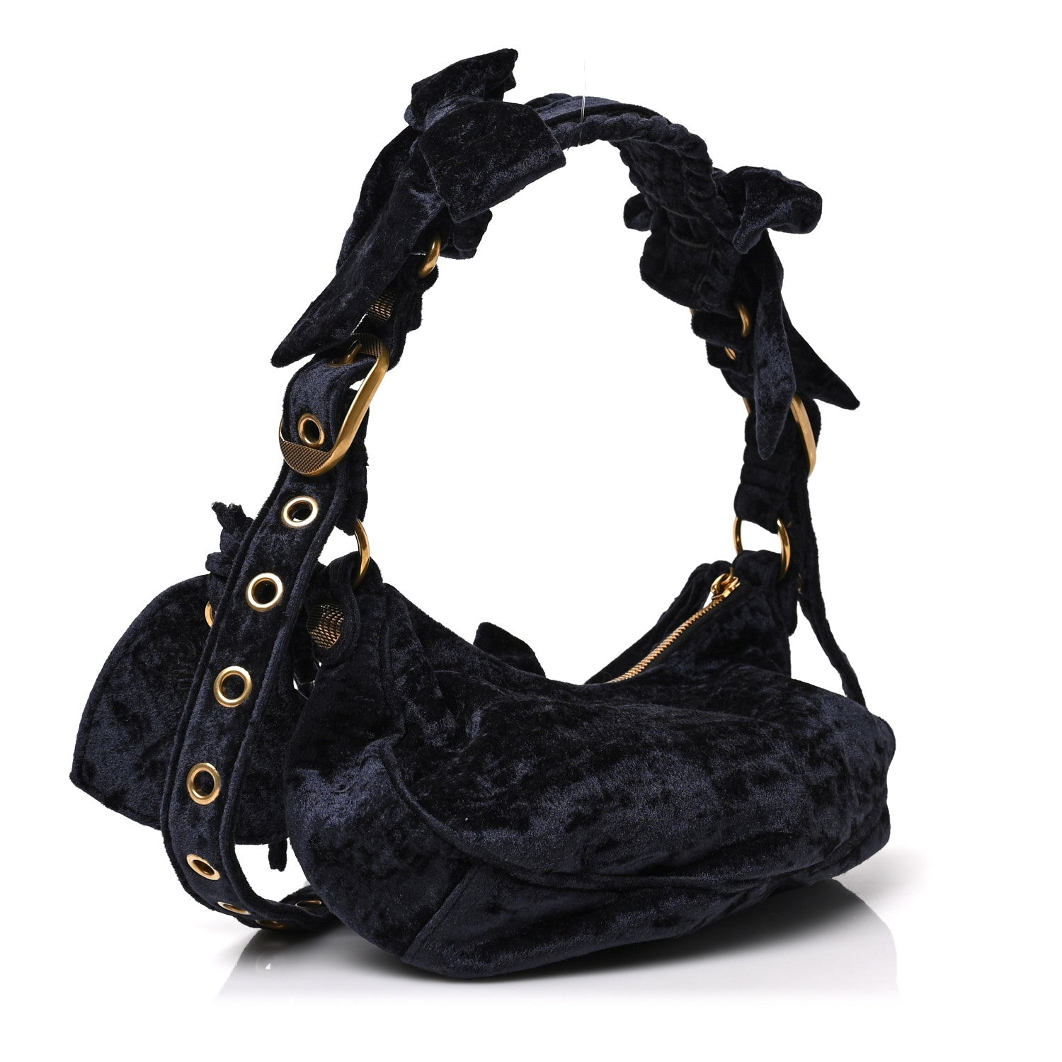 Balenciaga Crushed Velvet Le Cagole Shoulder Bag XS Navy 3 of 7