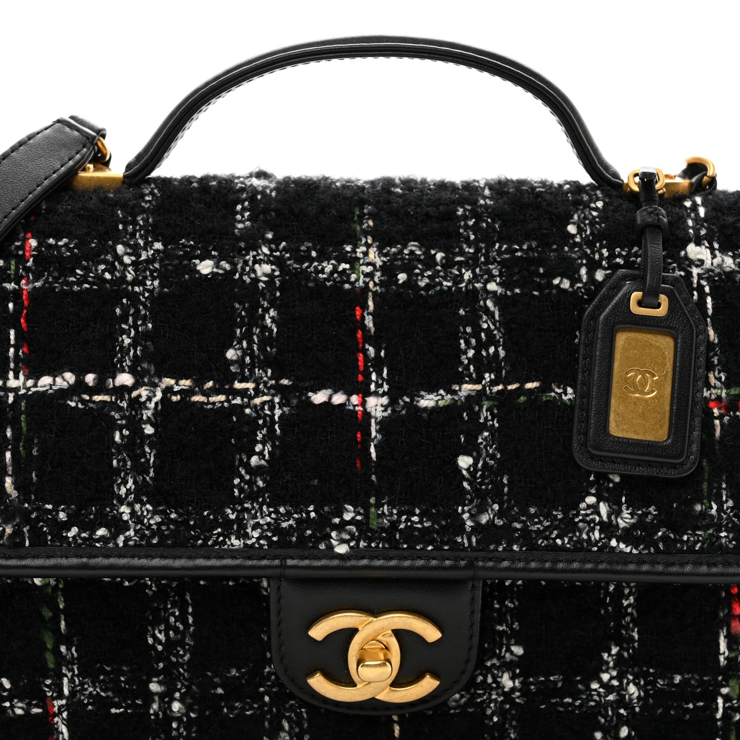 Chanel Tweed School Memory Small Top Handle Flap Black White 5 of 10