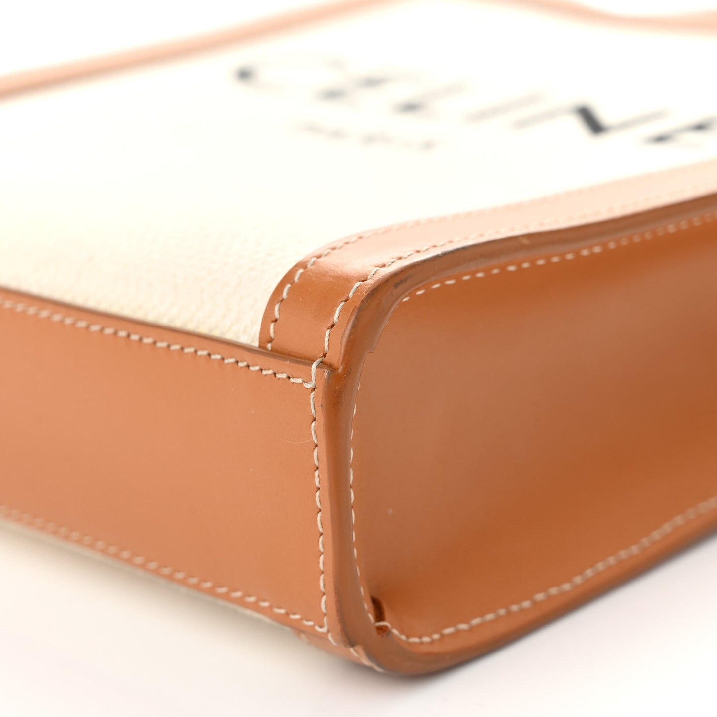 Canvas Calfskin Mini Vertical Cabas Natural Tan