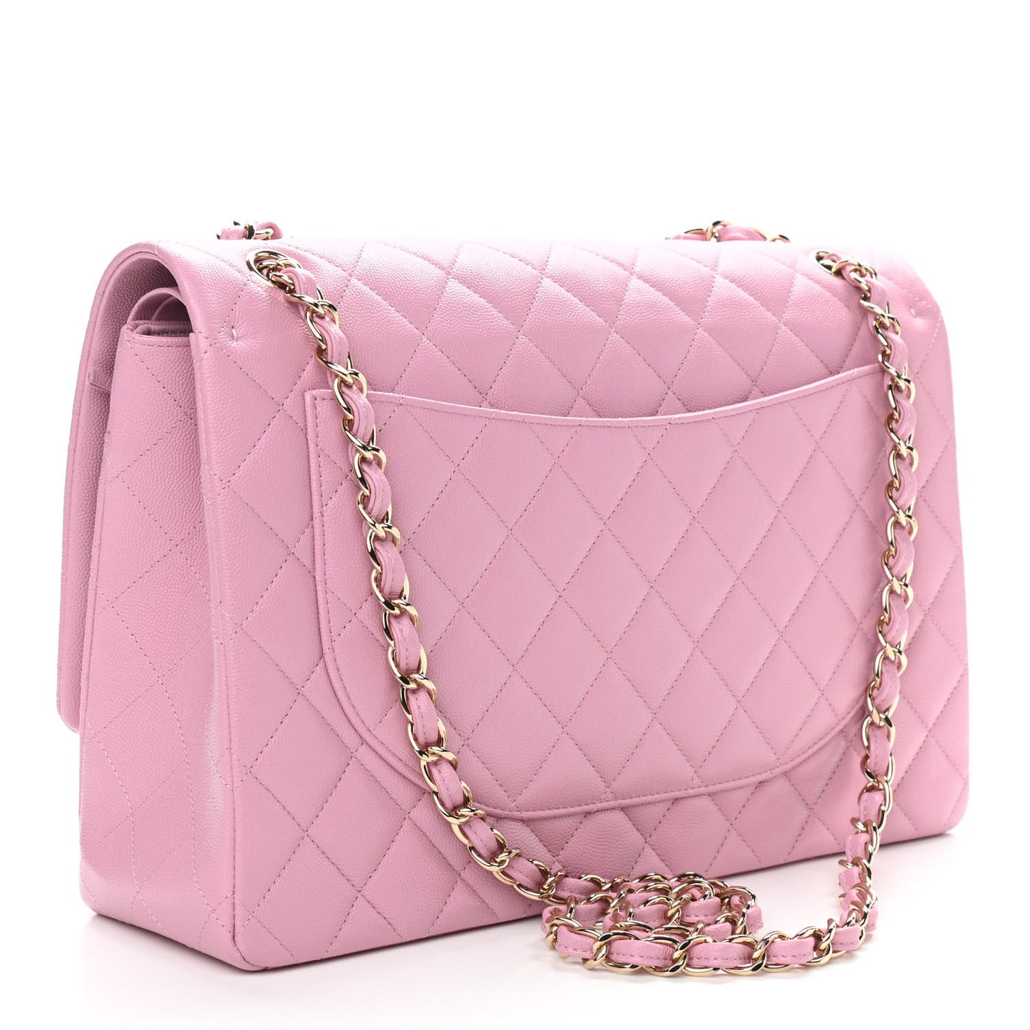 Caviar Quilted Maxi Double Flap Pink