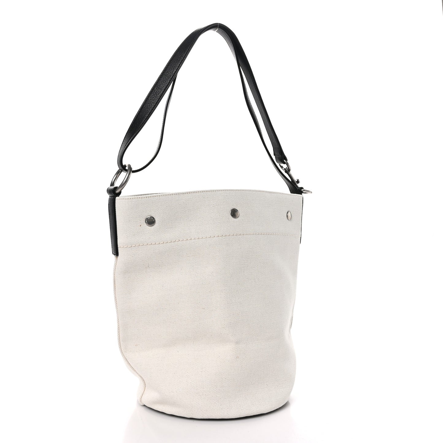 Linen Calfskin Rive Gauche Bucket Bag Greggio Natural