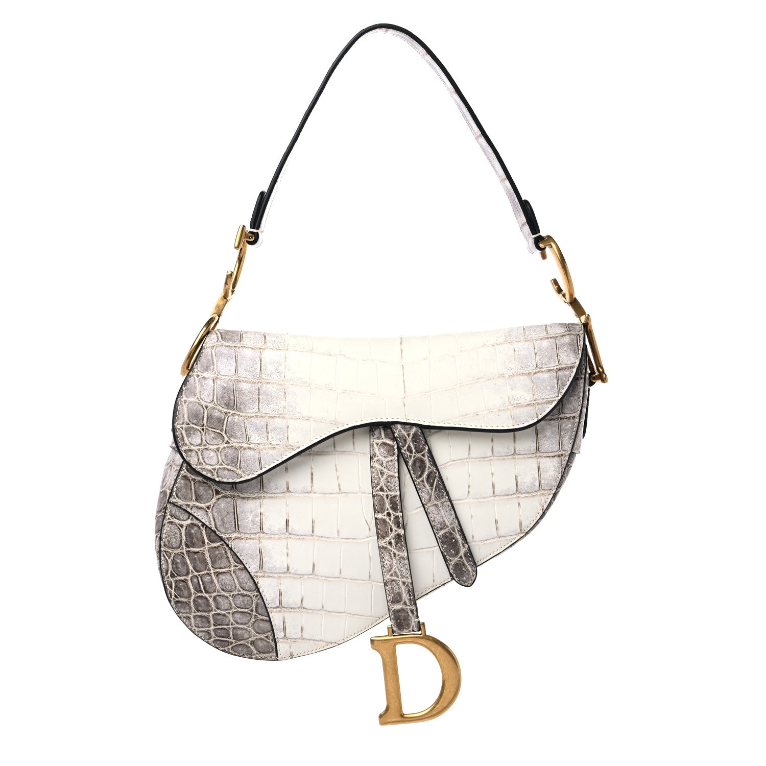 Christian Dior Niloticus Crocodile Himalaya Saddle Bag Latte